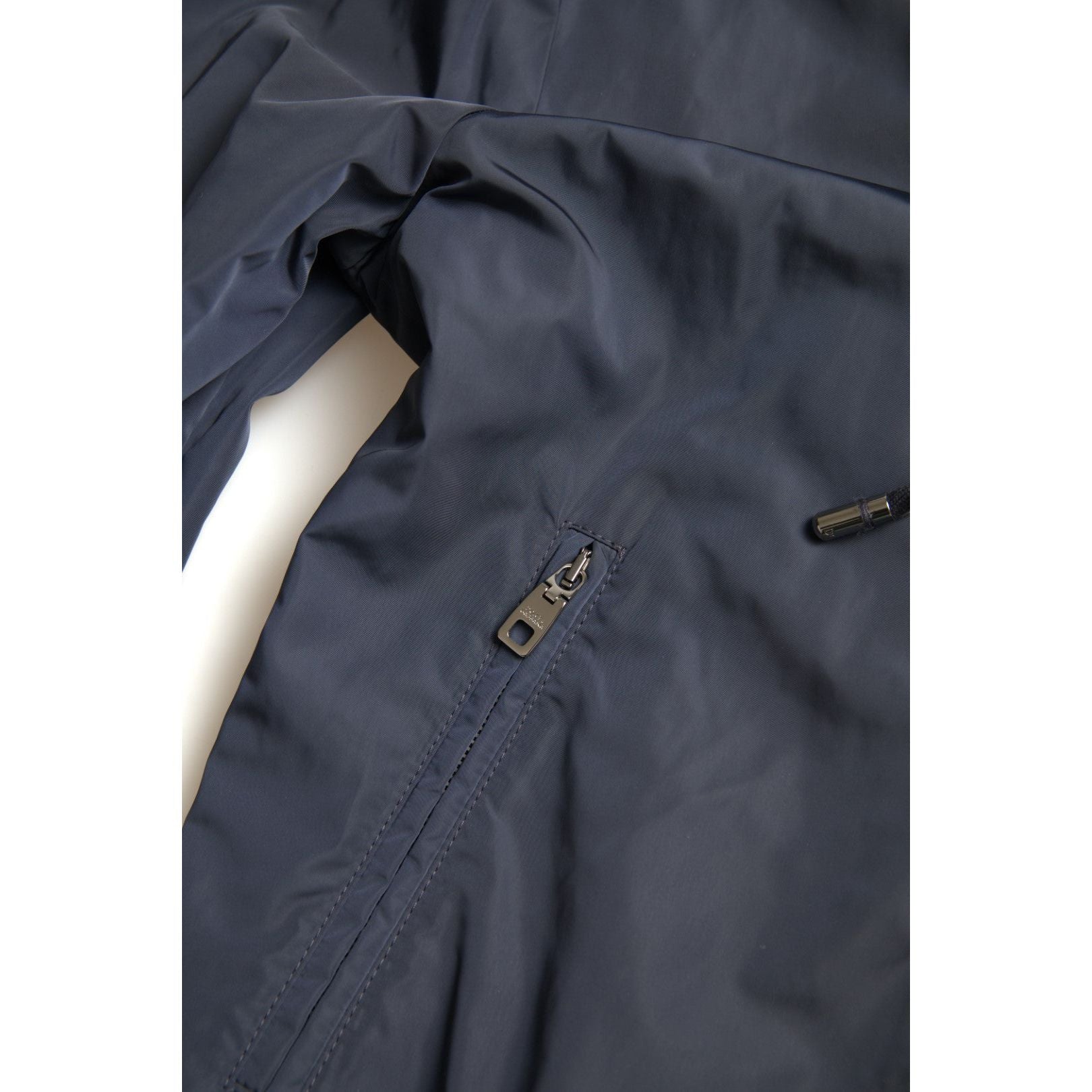 Dolce & Gabbana Blue Cotton Hooded Sweatshirt with Zip Closure