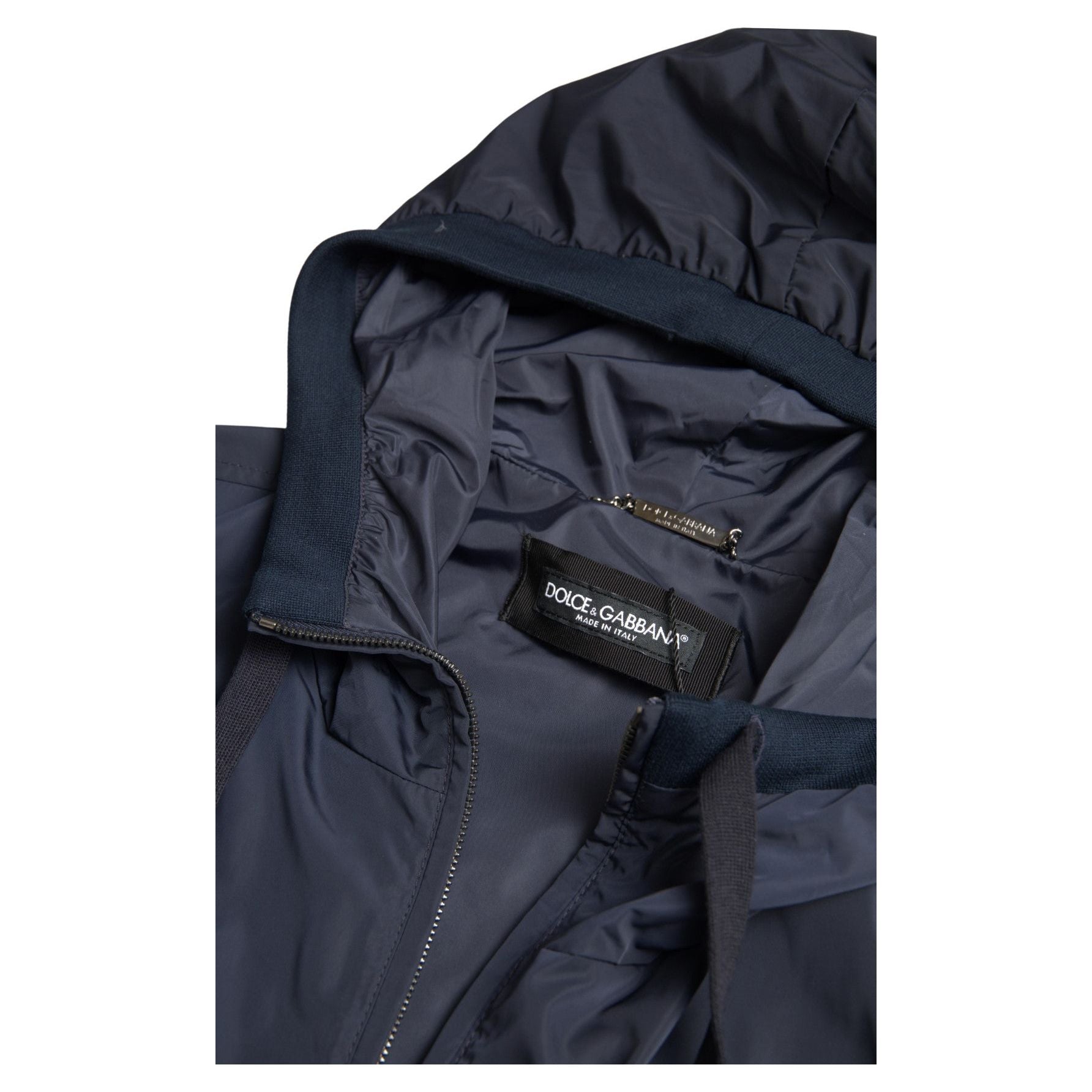 Dolce & Gabbana Blue Cotton Hooded Sweatshirt with Zip Closure
