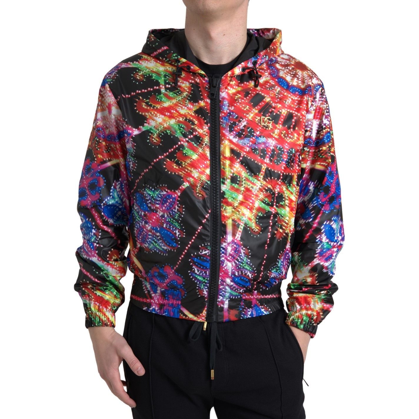 Dolce & Gabbana Multicolor Cotton Full Zip Hooded Sweater Luxe