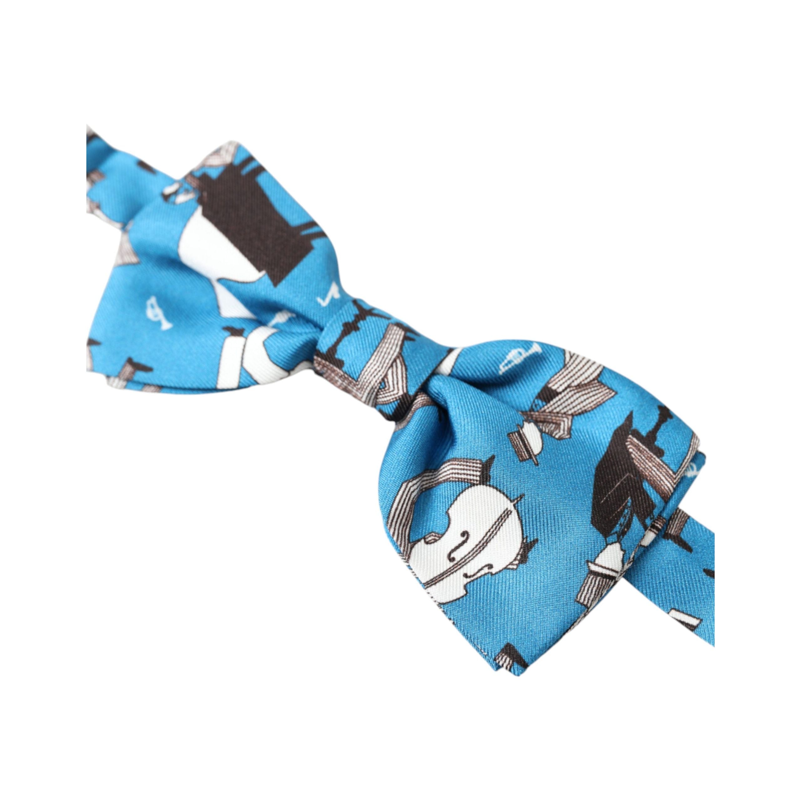 Dolce & Gabbana Blue Silk Jazz Club Bow Tie