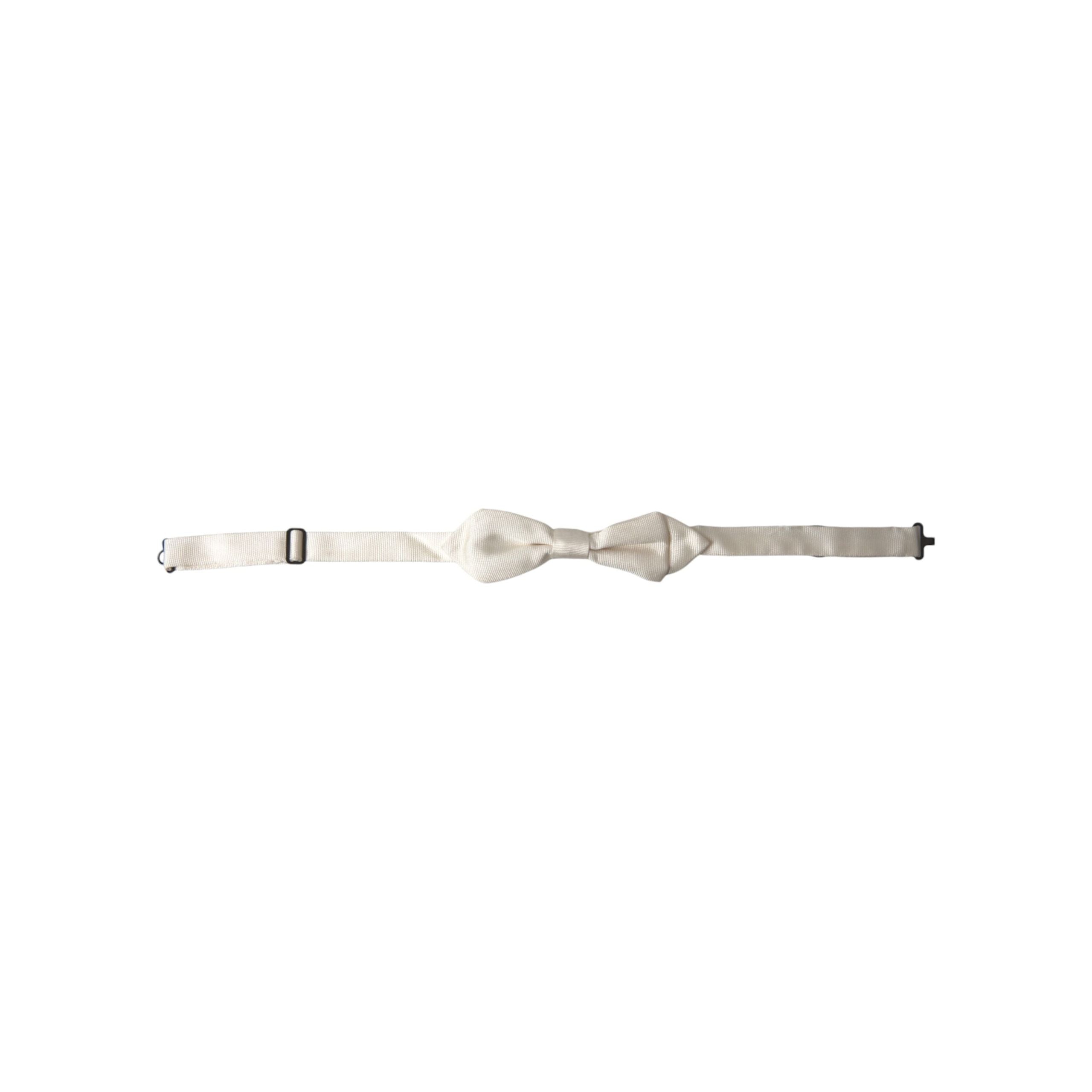 Dolce & Gabbana White Silk Bow Tie Accessory
