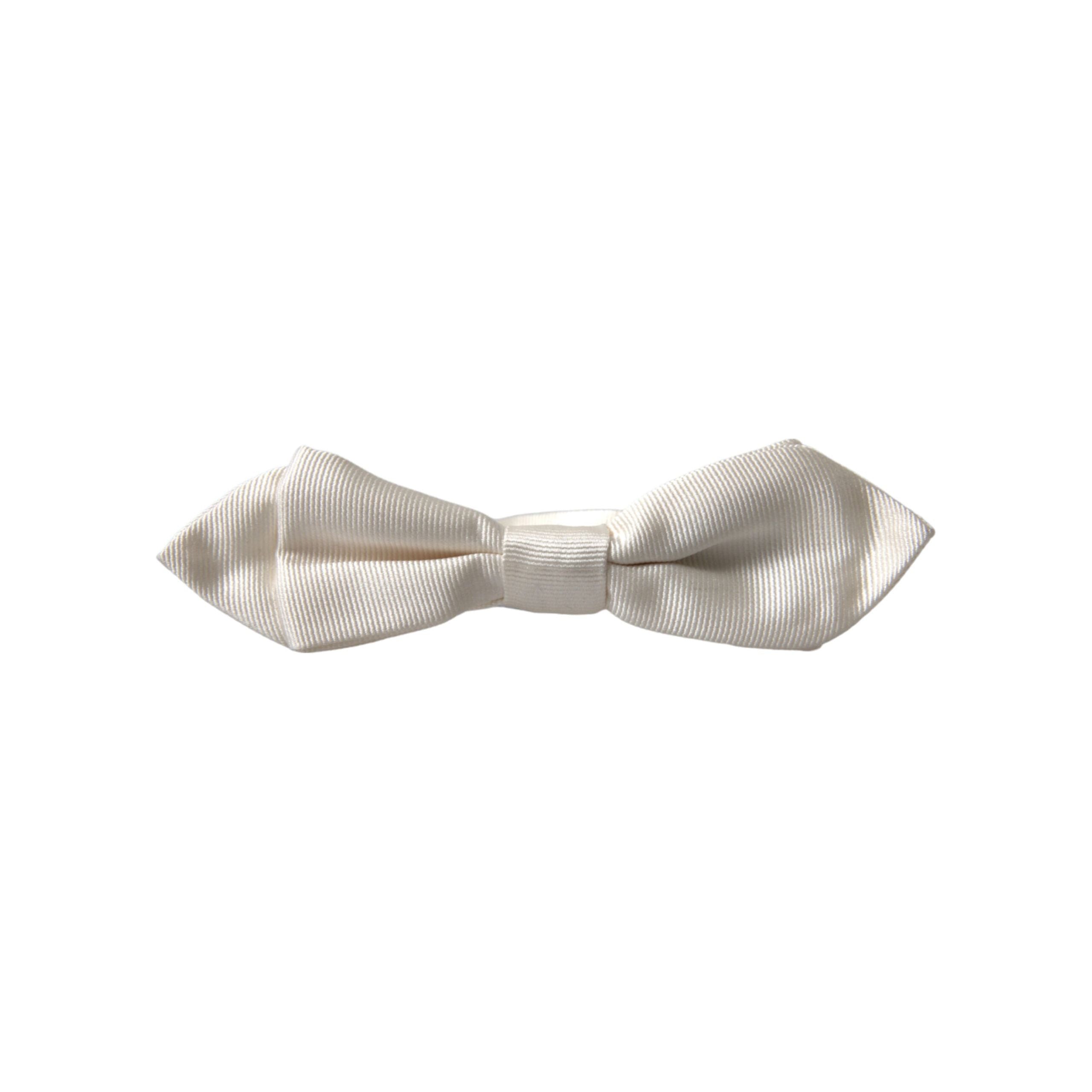 Dolce & Gabbana White Silk Bow Tie Accessory