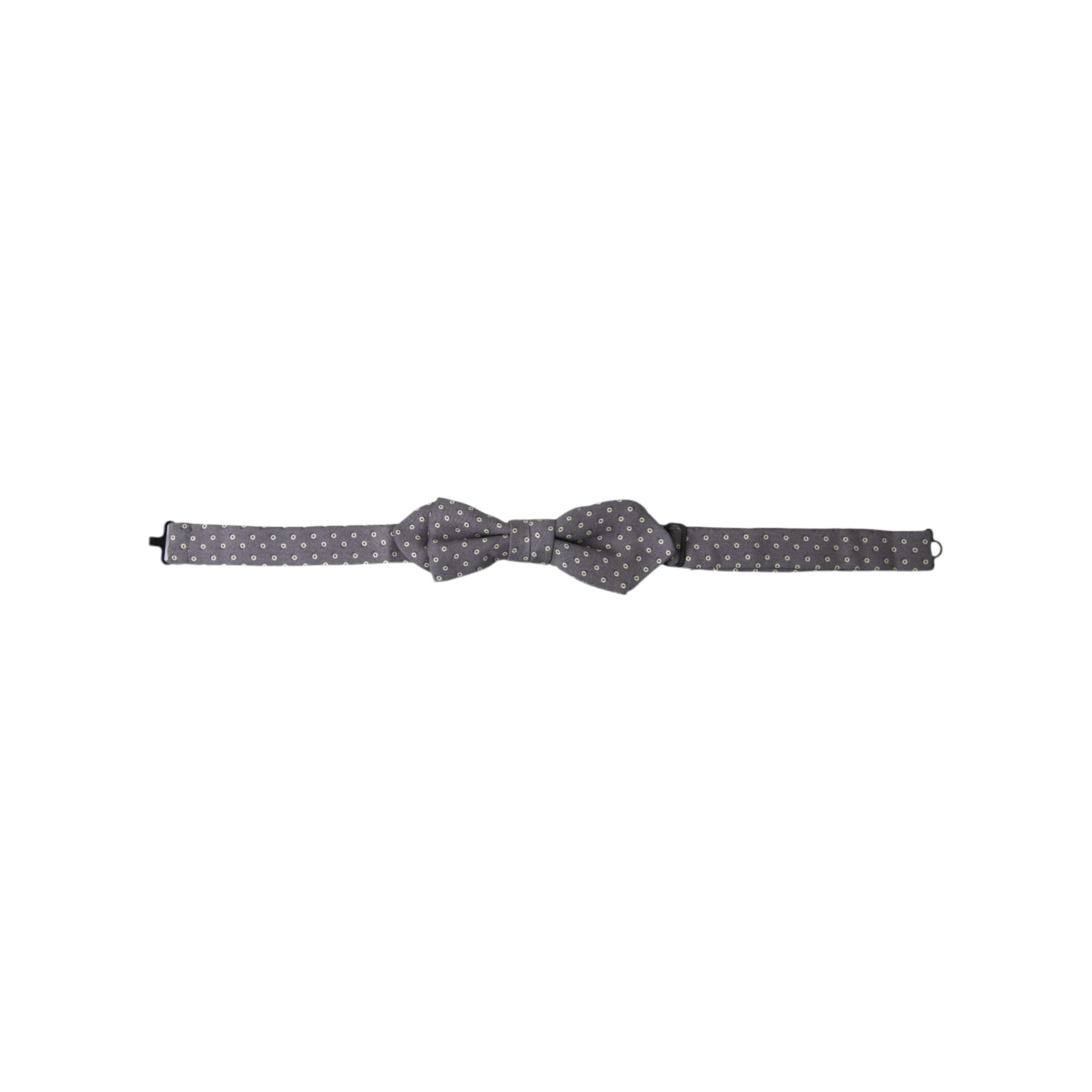 Dolce & Gabbana Gray Silk Polka Dot Bow Tie