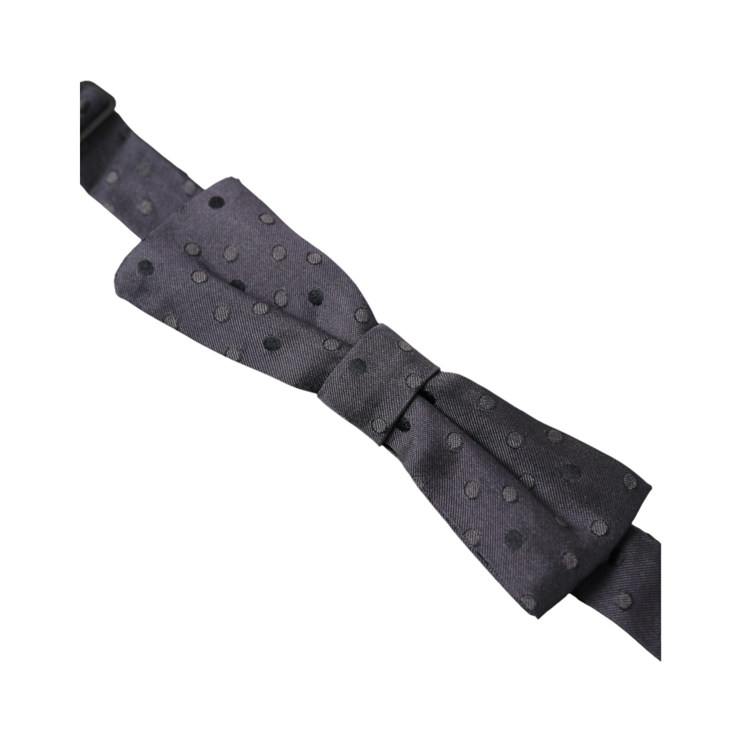 Dolce & Gabbana Blue Silk Polka Dot Bow Tie Accessory
