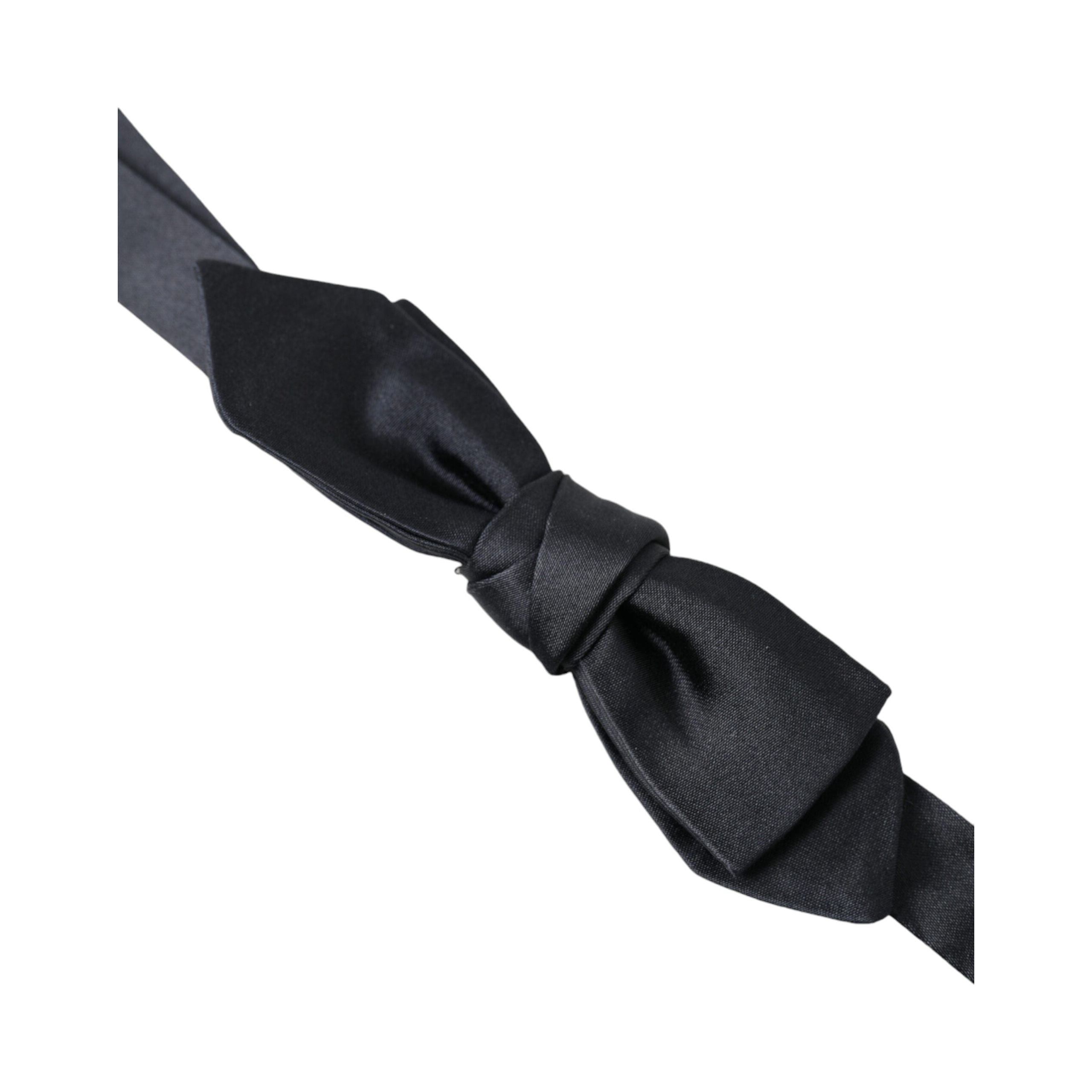 Dolce & Gabbana Dark Blue Silk Bow Tie Accessory