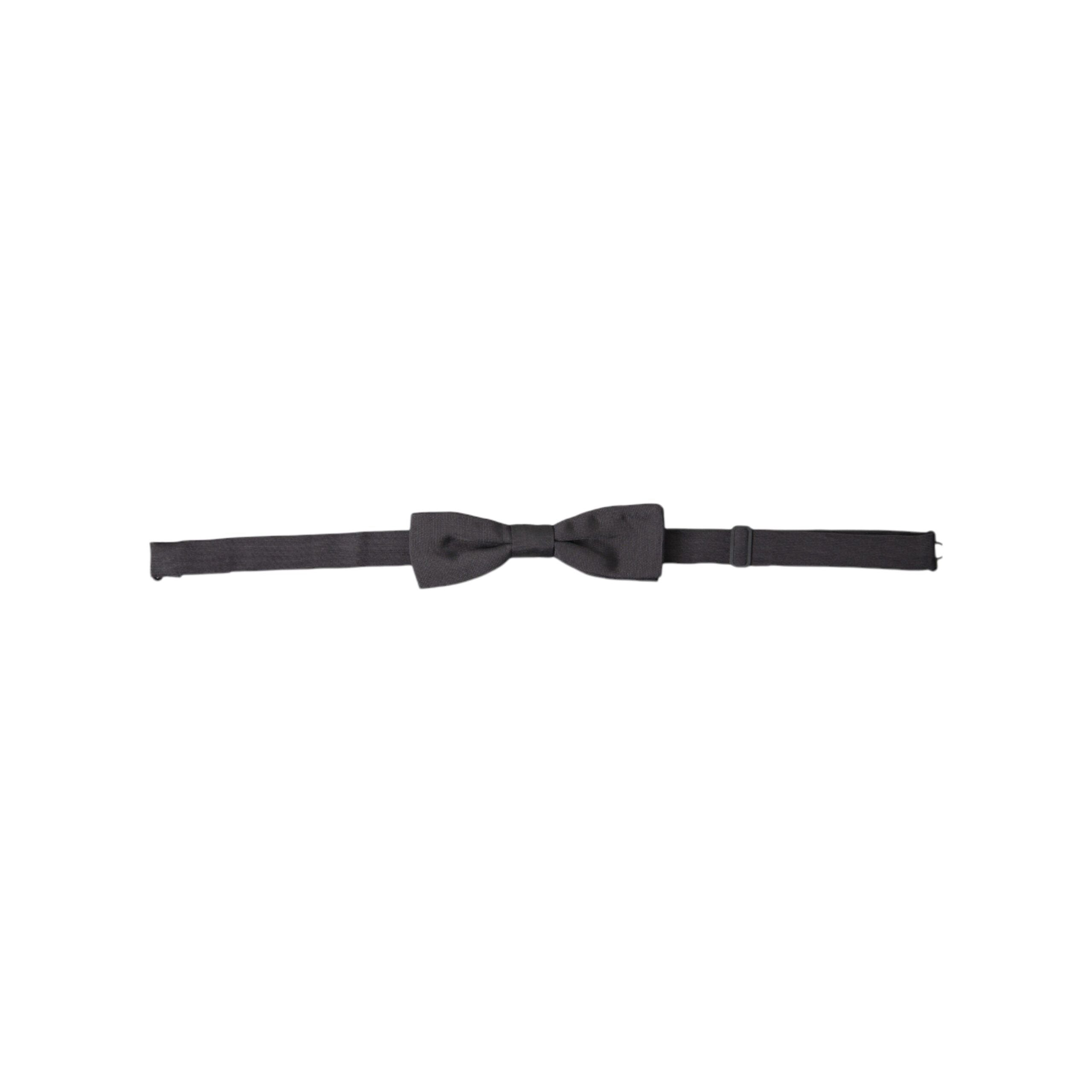 Dolce & Gabbana Dark Gray Silk Bow Tie Accessory