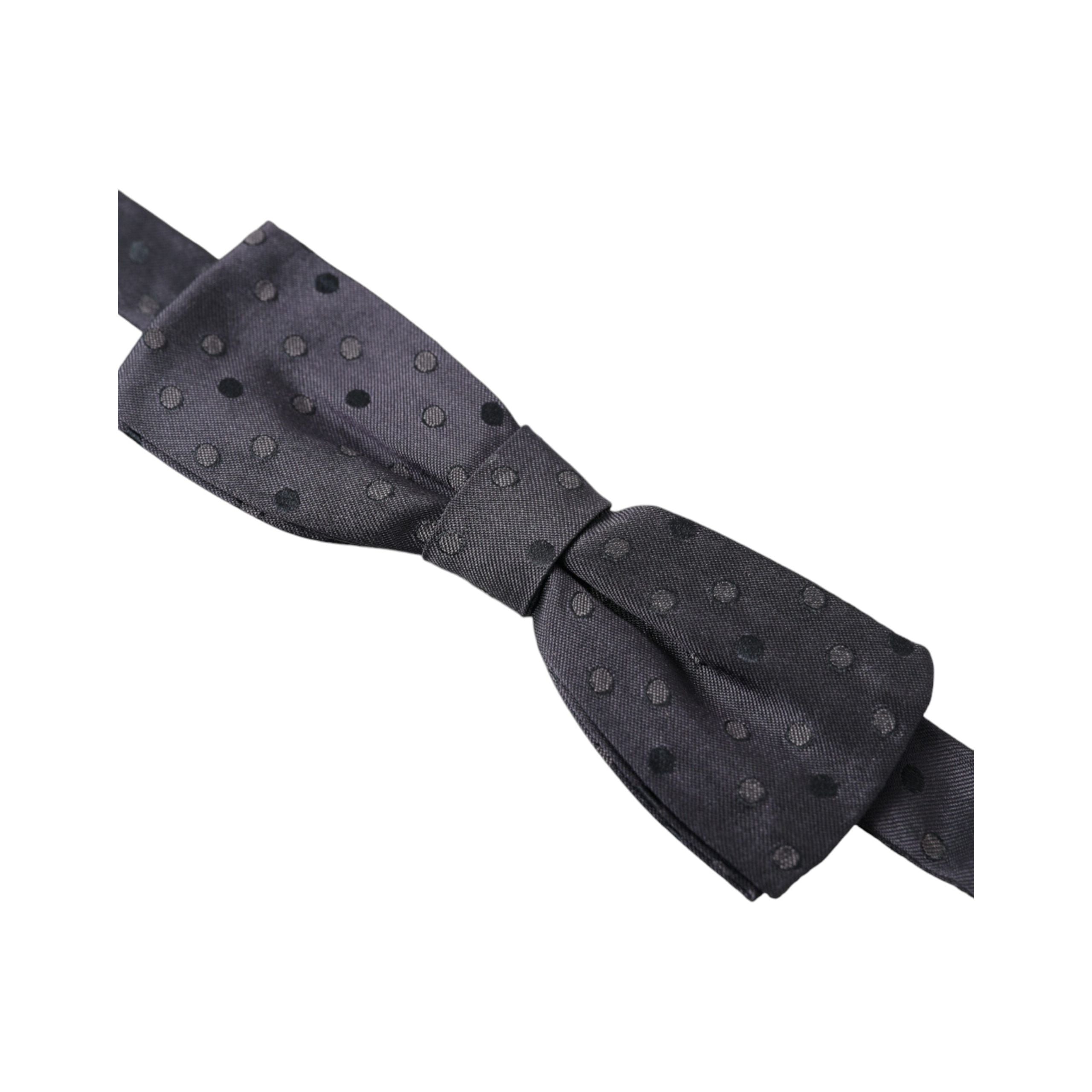 Dolce & Gabbana Black Silk Polka Dot Bow Tie Accessory