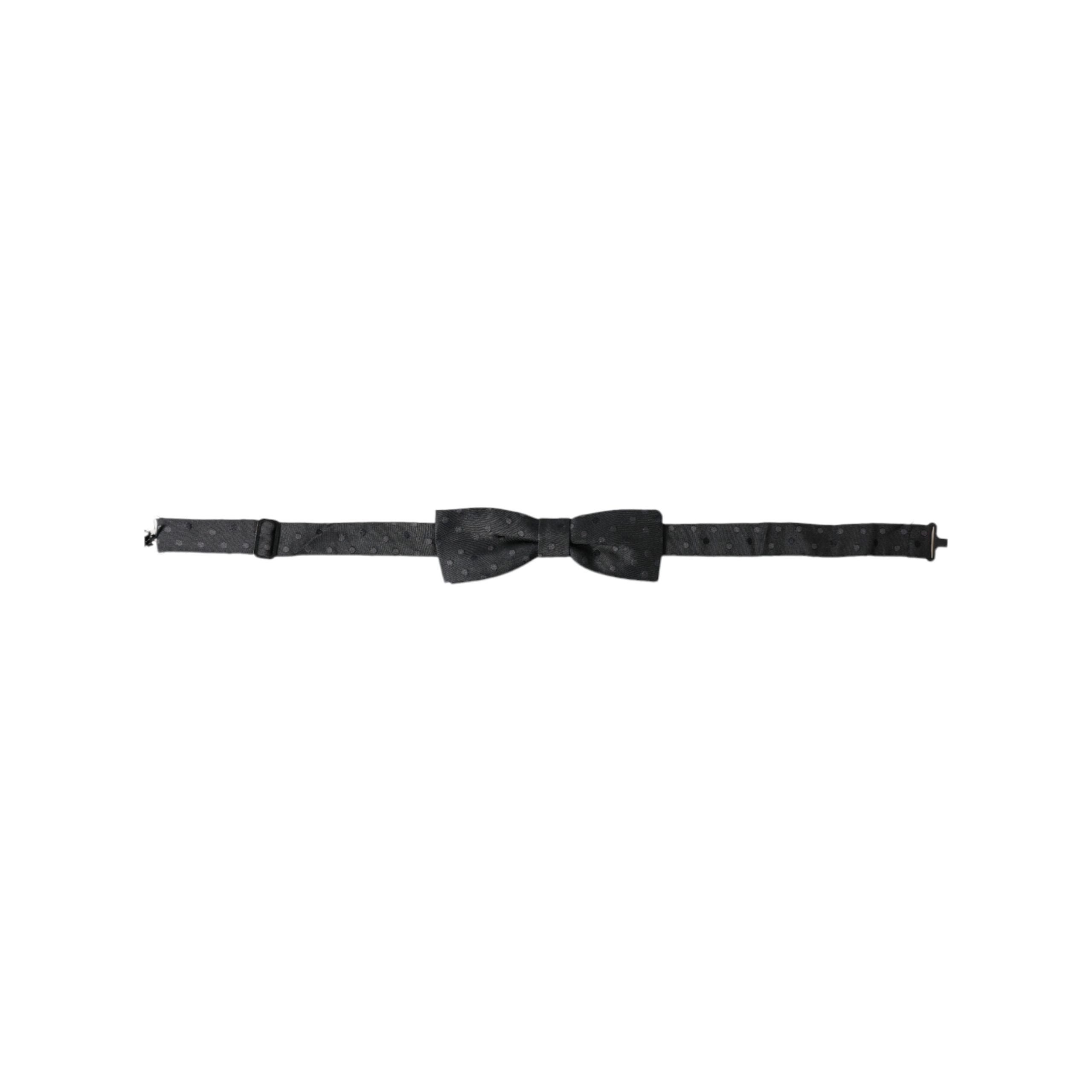 Dolce & Gabbana Gray Silk Polka Dot Bow Tie