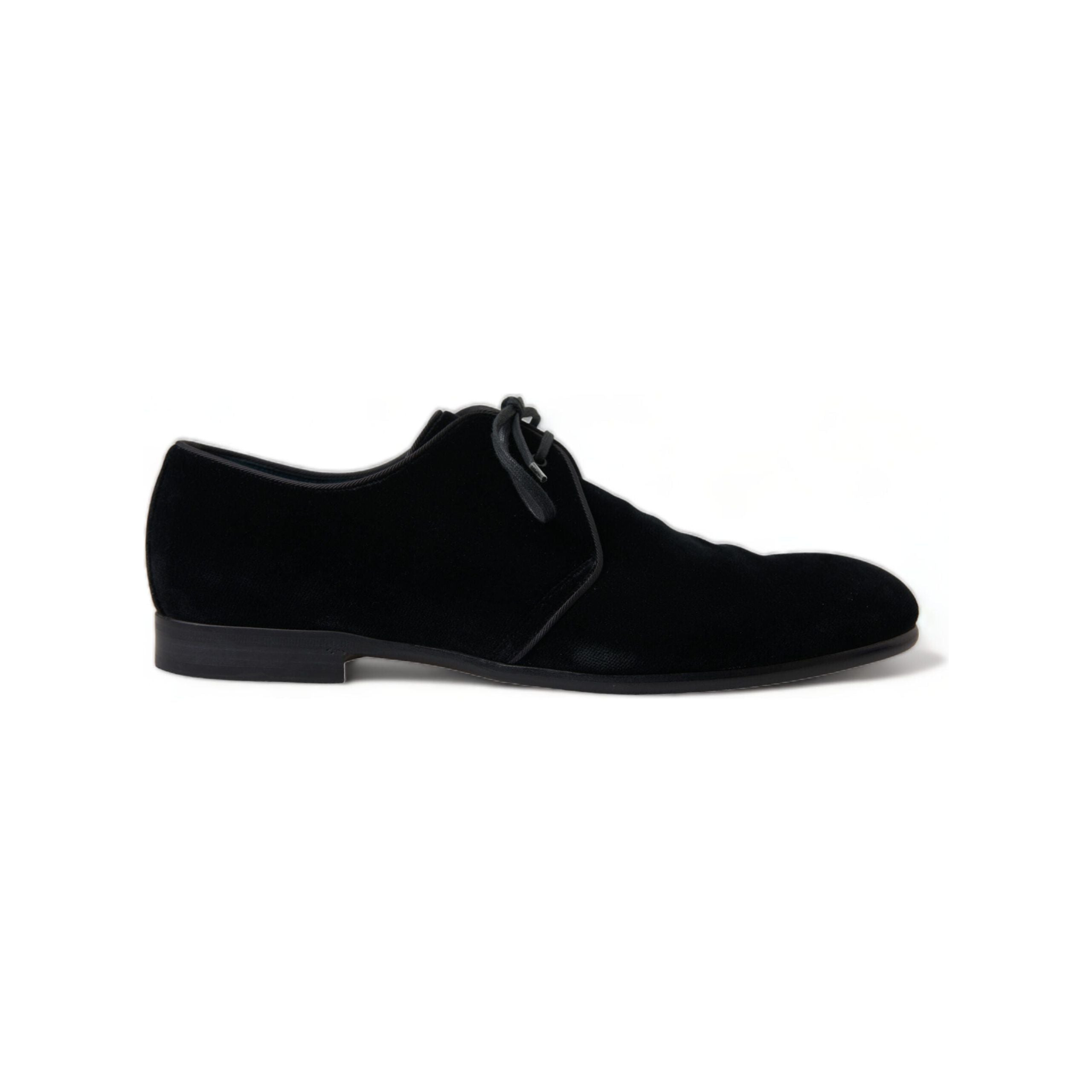 Dolce & Gabbana Black Velvet Derby Dress Shoes