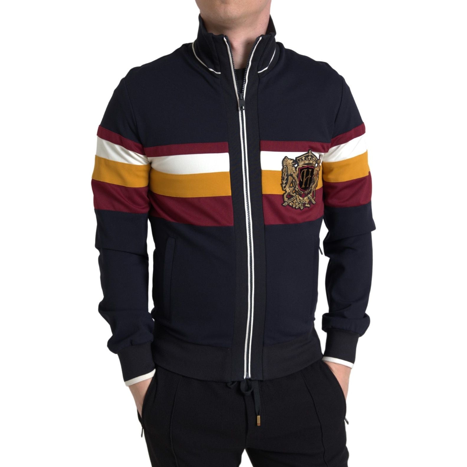 Dolce & Gabbana Blue Wool Zip Cardigan Sweater