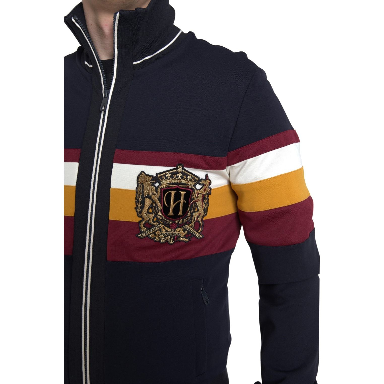 Dolce & Gabbana Blue Wool Zip Cardigan Sweater