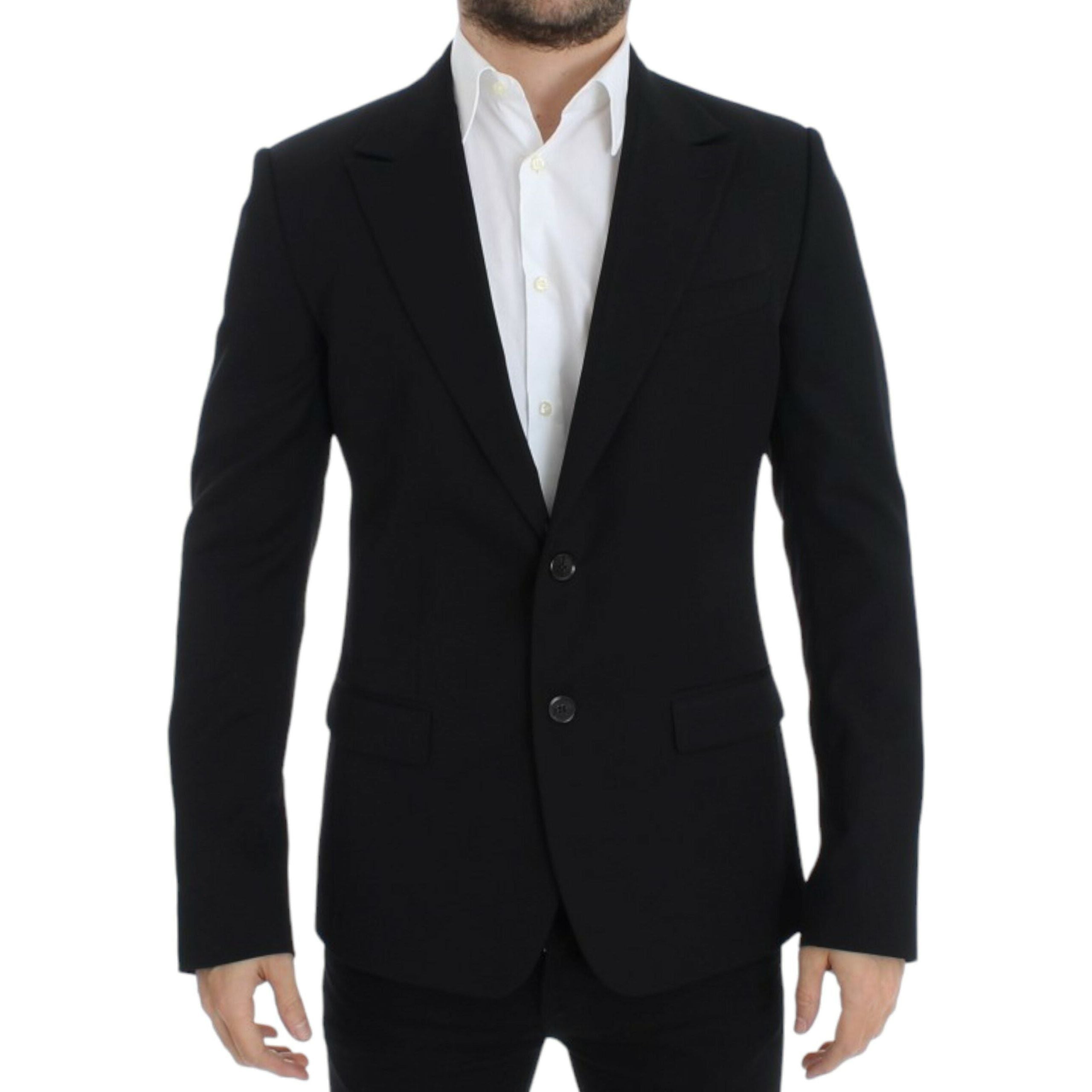Dolce & Gabbana Black Wool Elegant Slim Fit Blazer