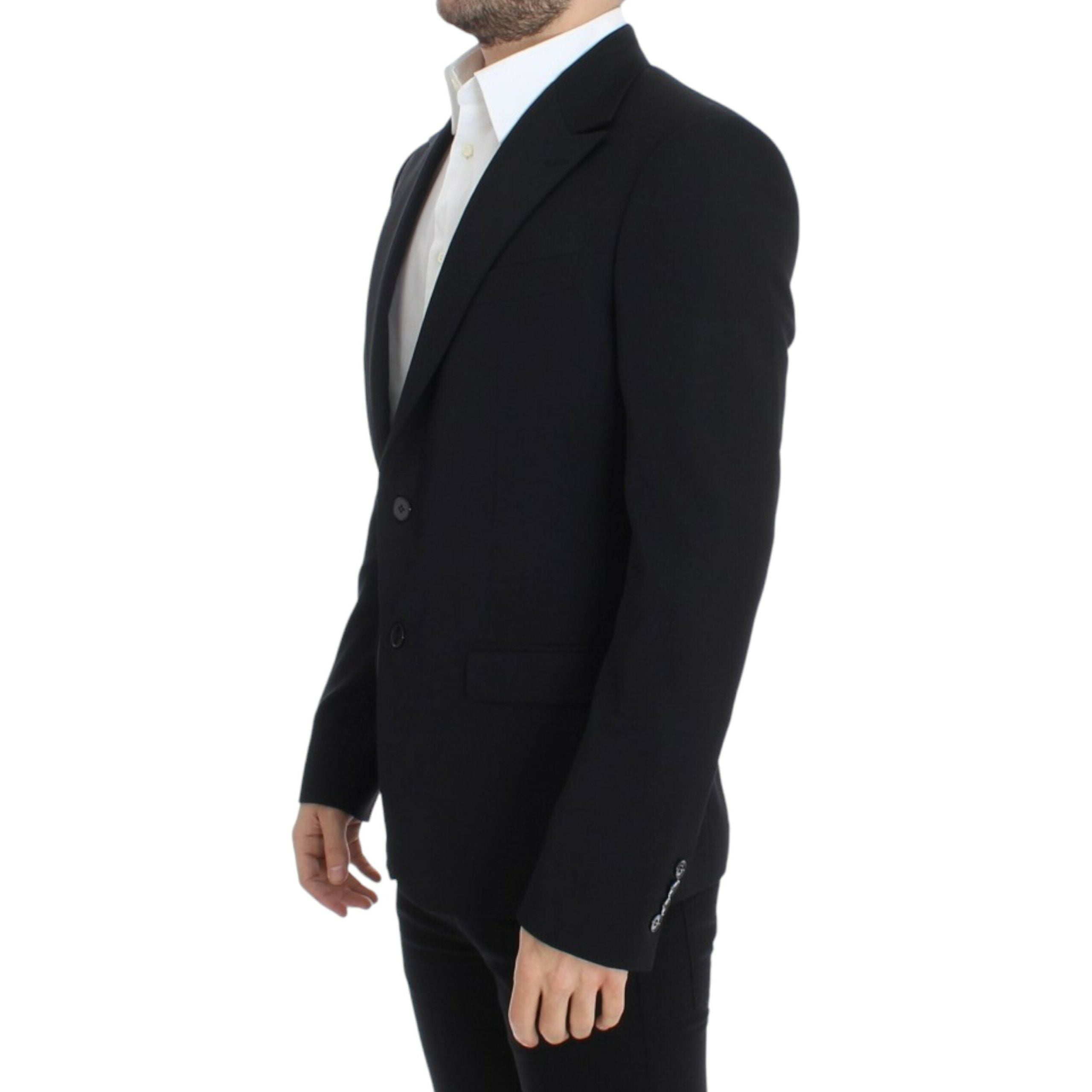 Dolce & Gabbana Black Wool Elegant Slim Fit Blazer