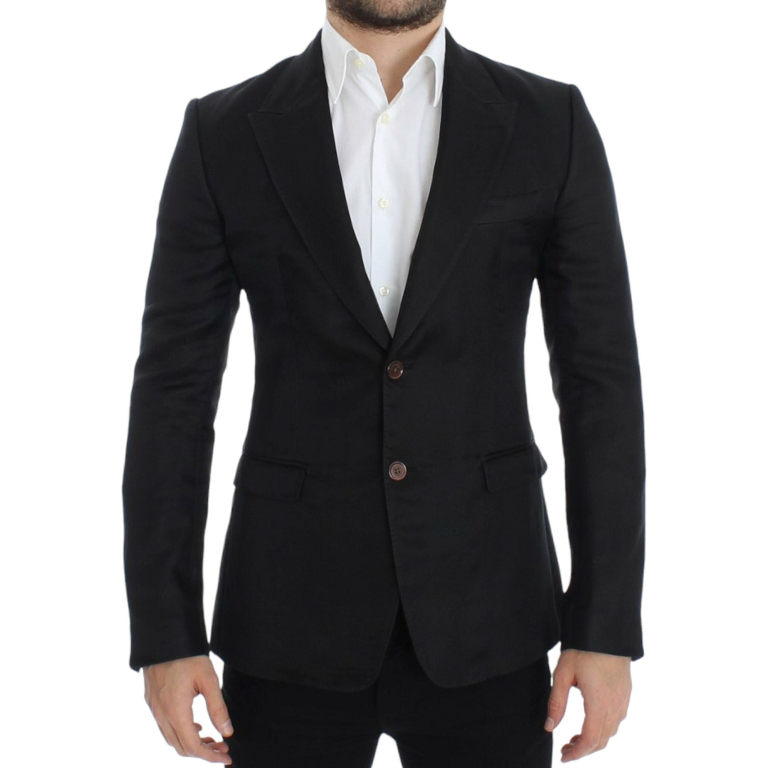 Dolce & Gabbana Black Silk Blend Two-Button Blazer