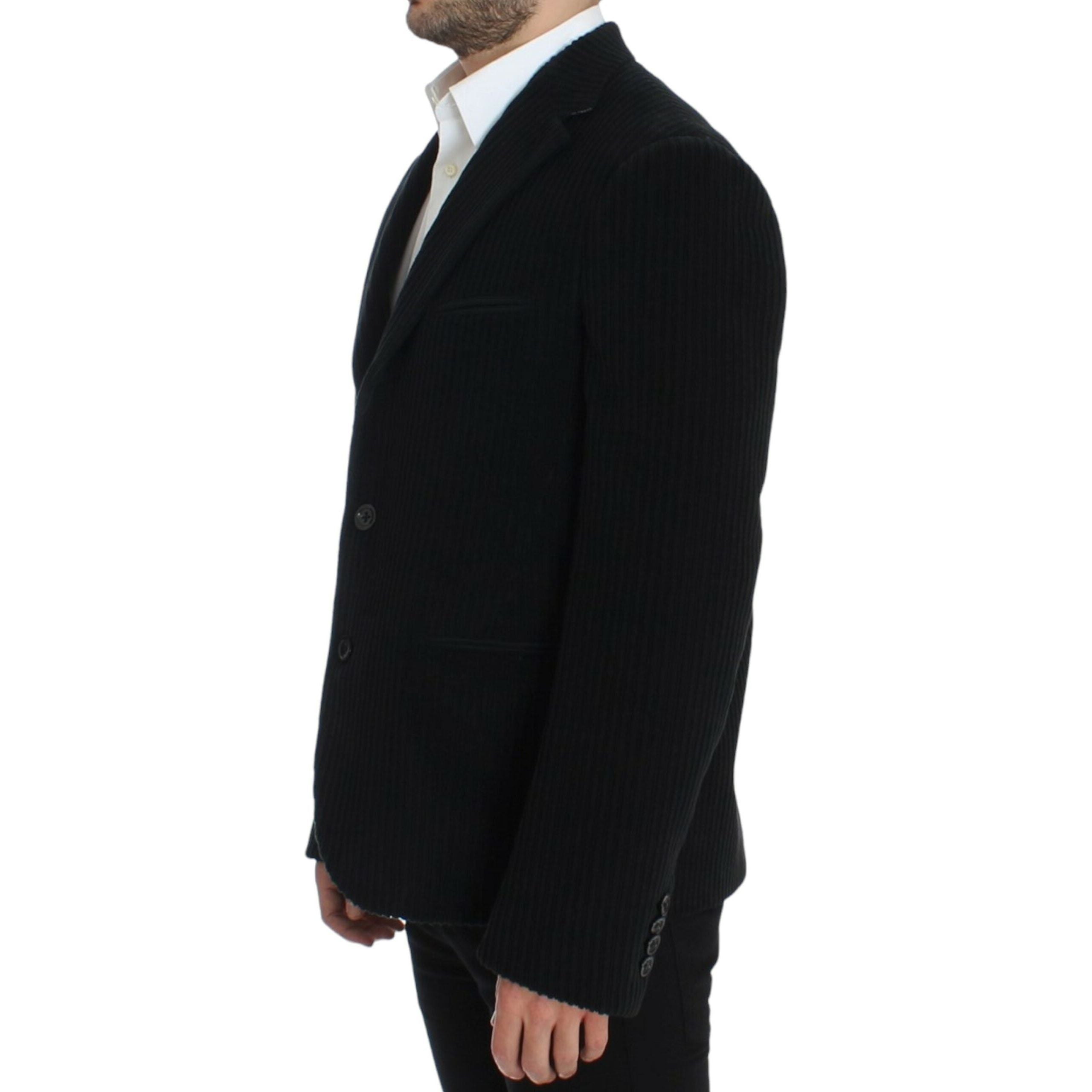 Dolce & Gabbana Black Wool Martini Blazer Jacket Luxe