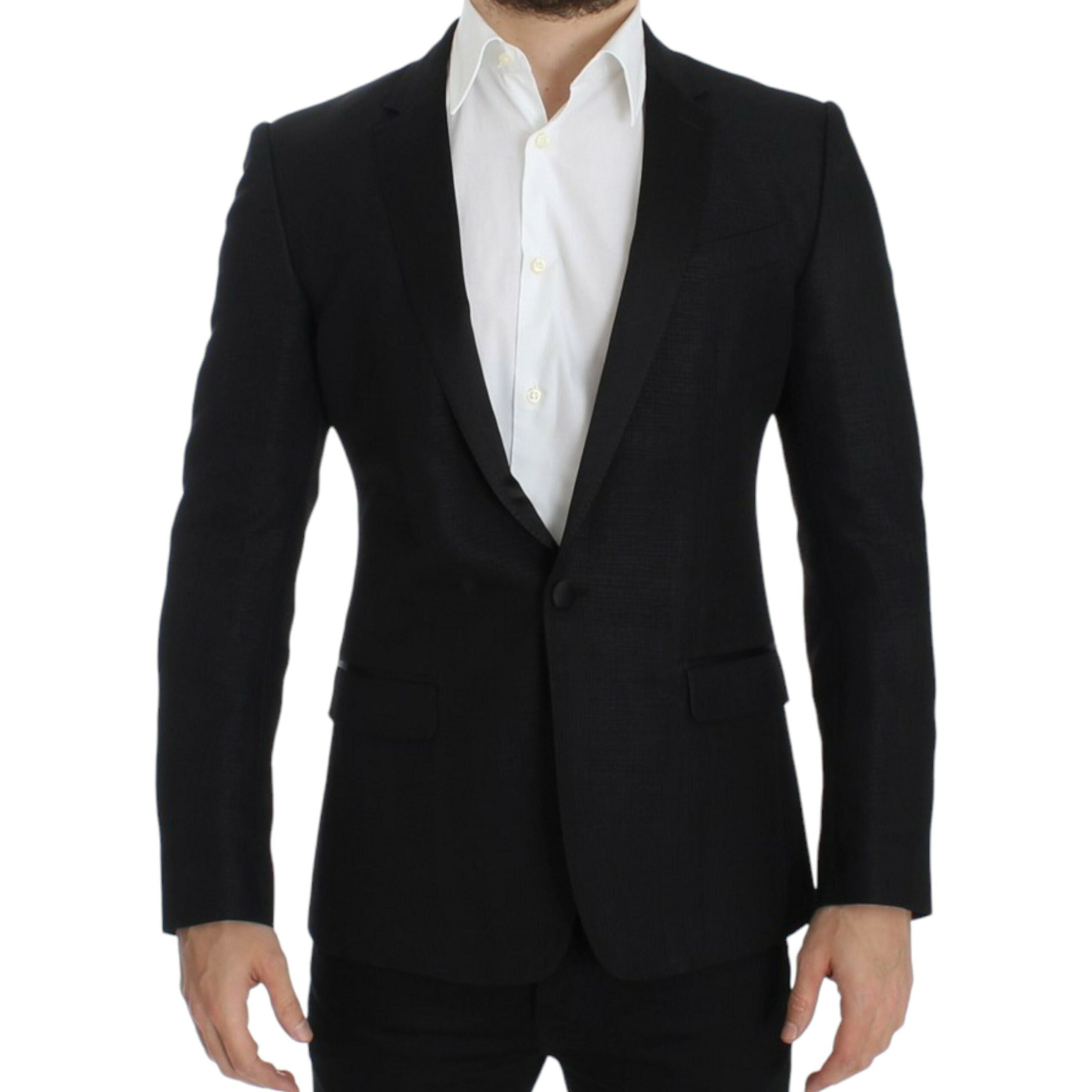 Dolce & Gabbana Black Wool Elegant Martini Blazer Jacket