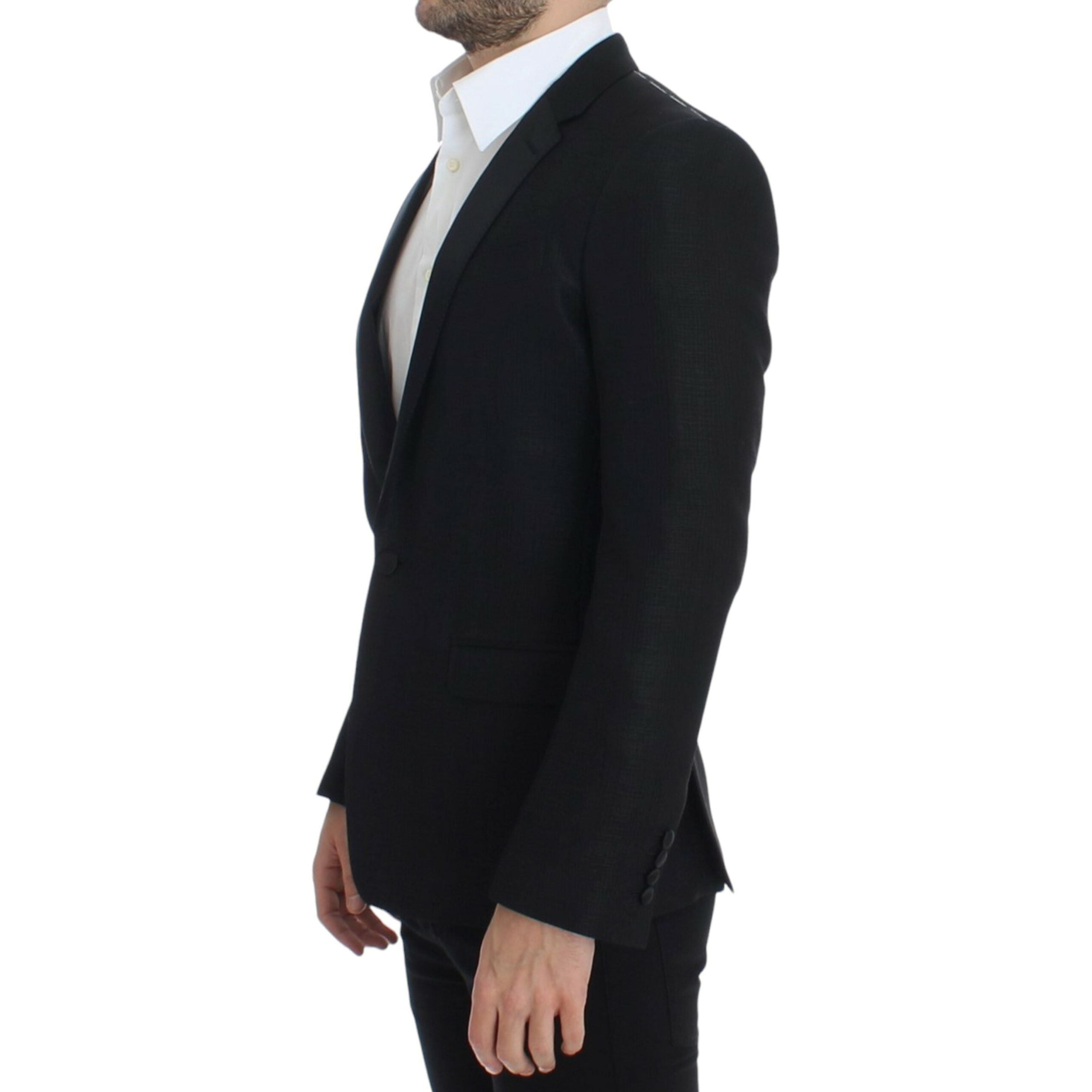 Dolce & Gabbana Black Wool Elegant Martini Blazer Jacket