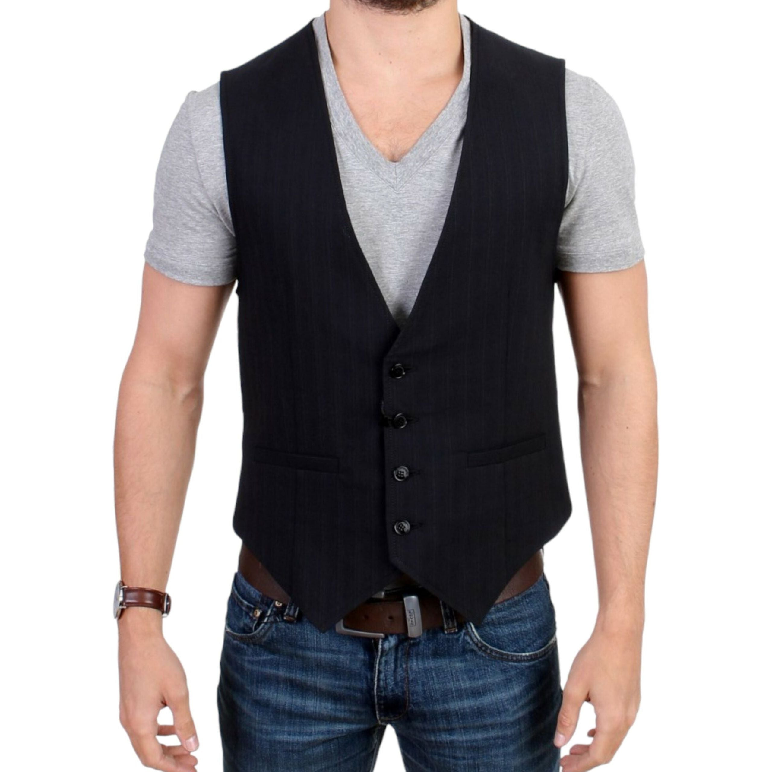Costume National Black Cotton Blend Casual Vest