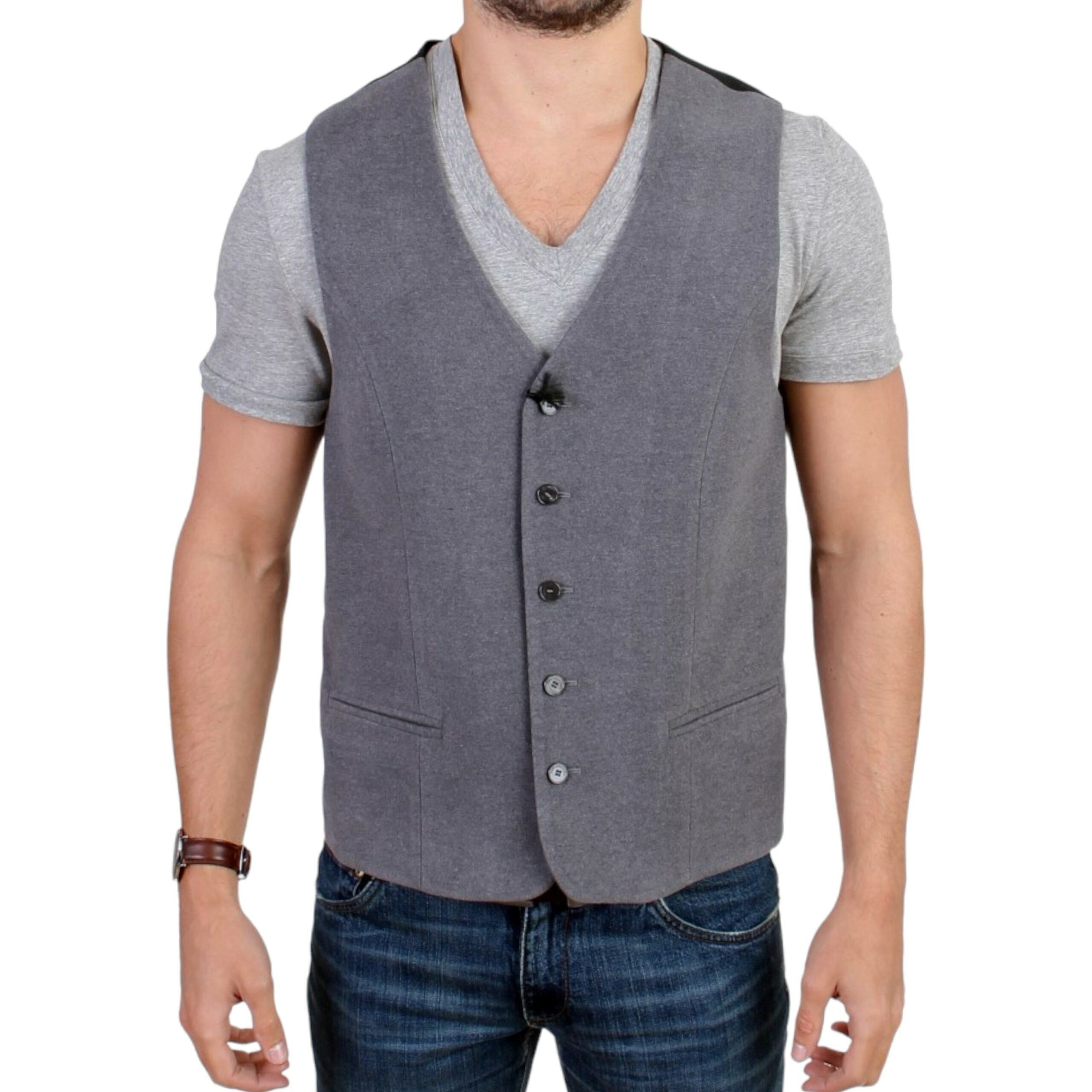 Costume National Gray Cotton Casual Vest for Elevated Style