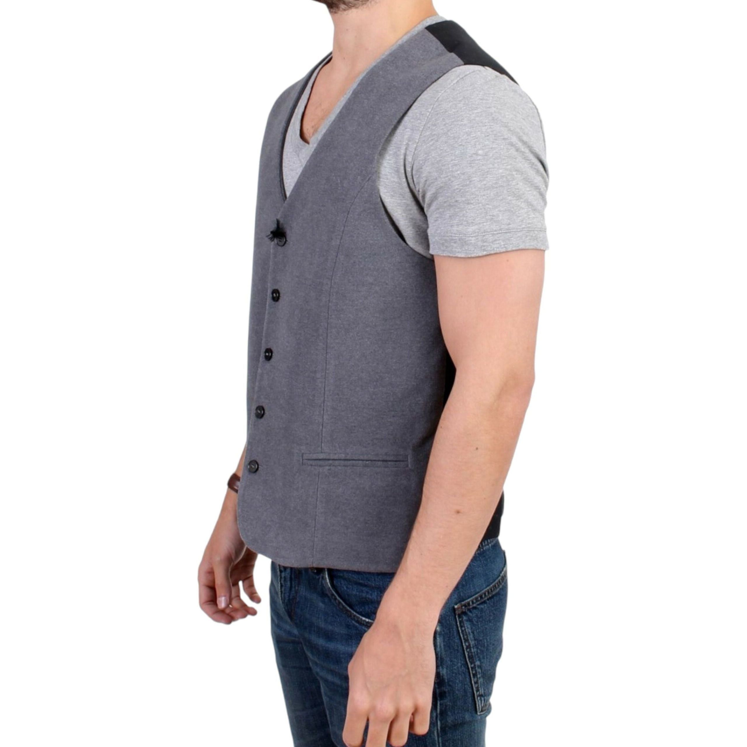Costume National Gray Cotton Casual Vest for Elevated Style