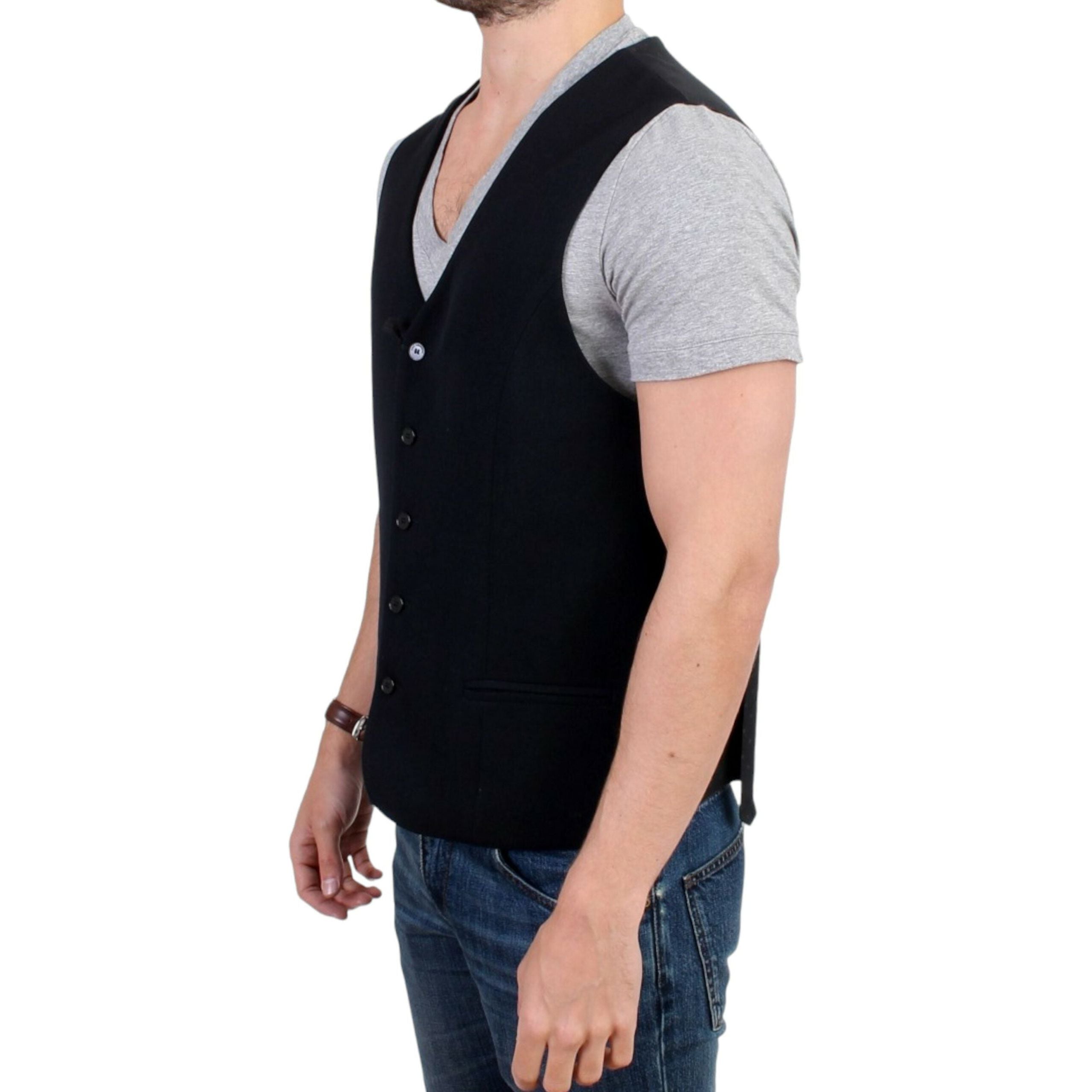 Costume National Black Wool Blend Casual Vest