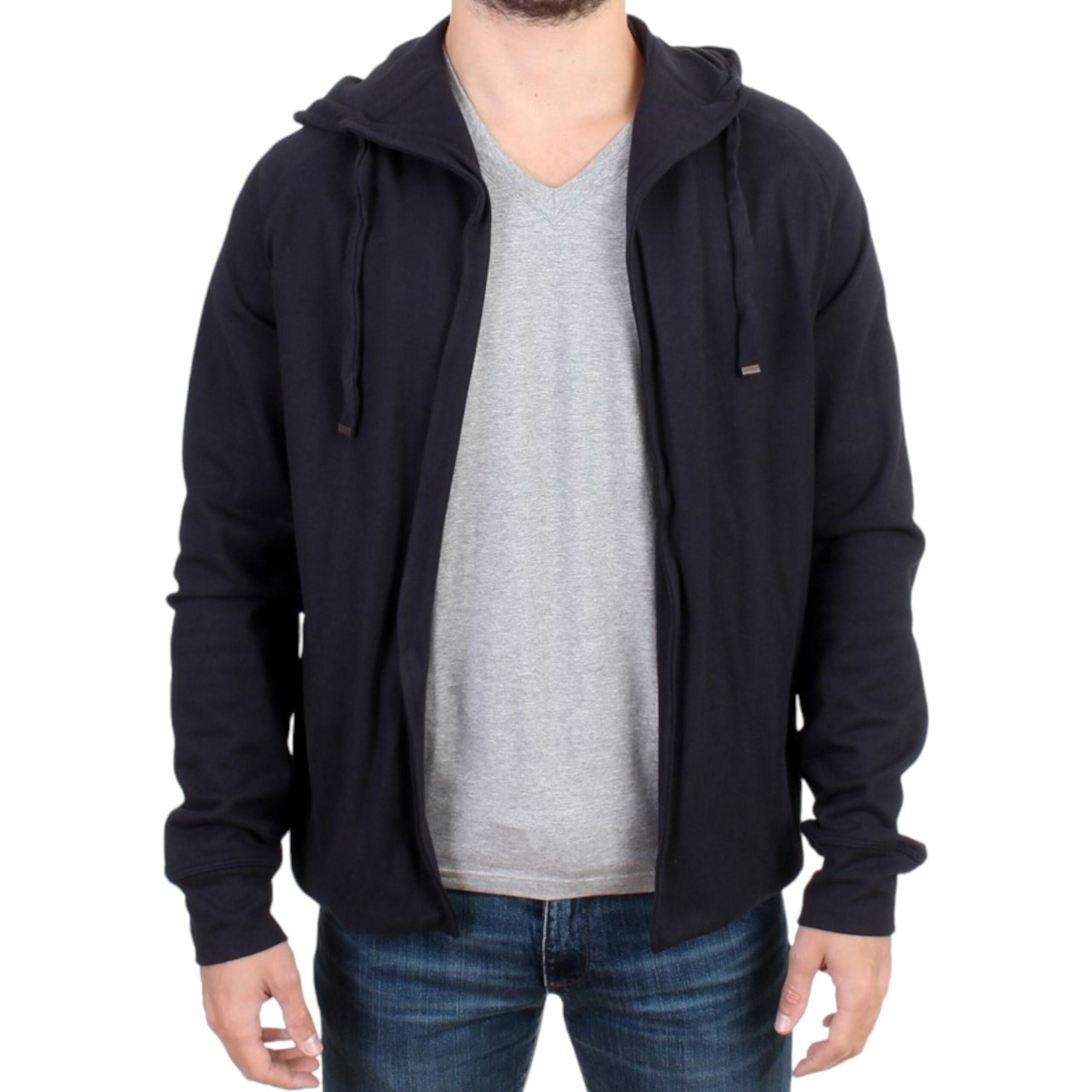 Costume National Elegant Blue Cotton Hooded Sweater