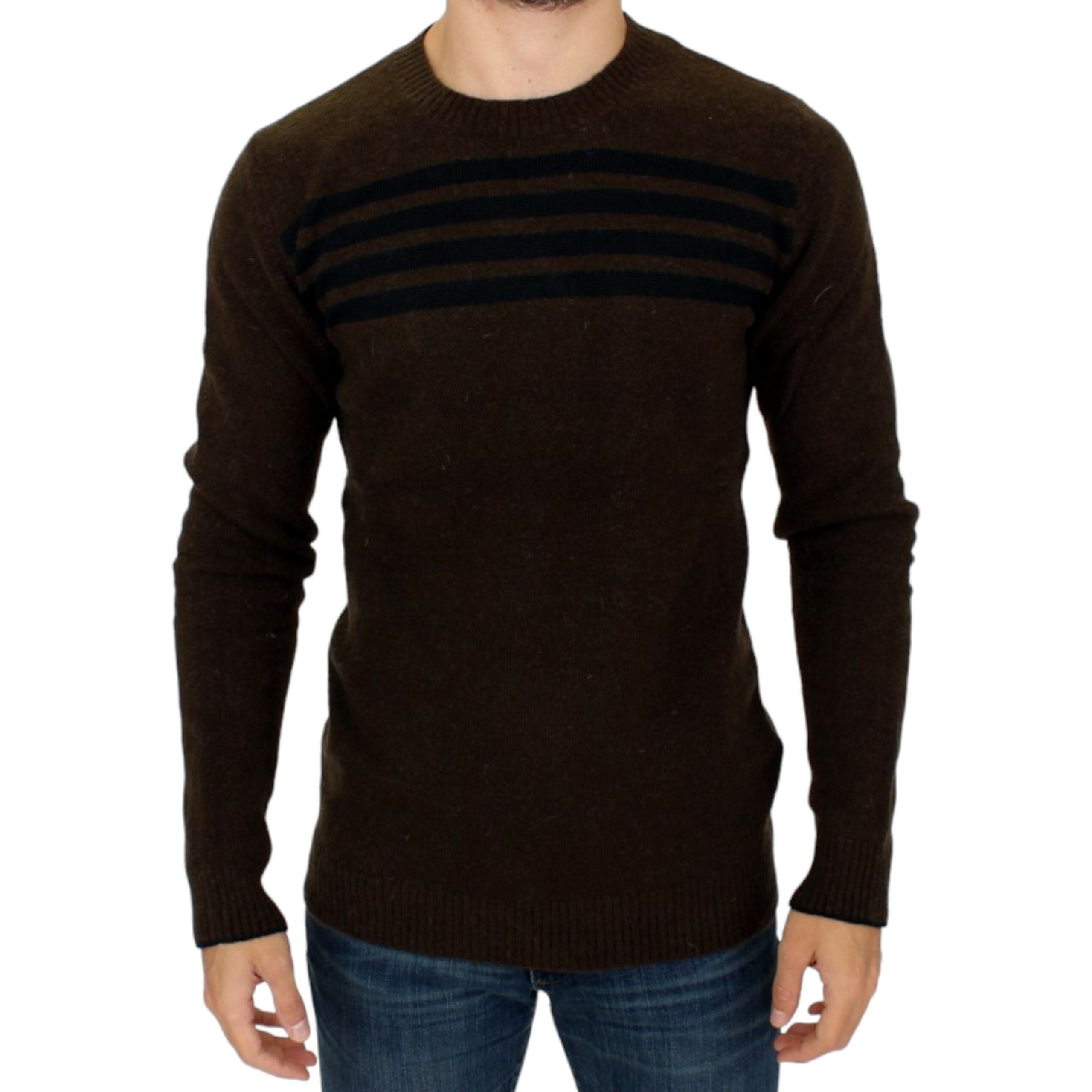 Costume National Brown Wool Striped Sweater Pullover