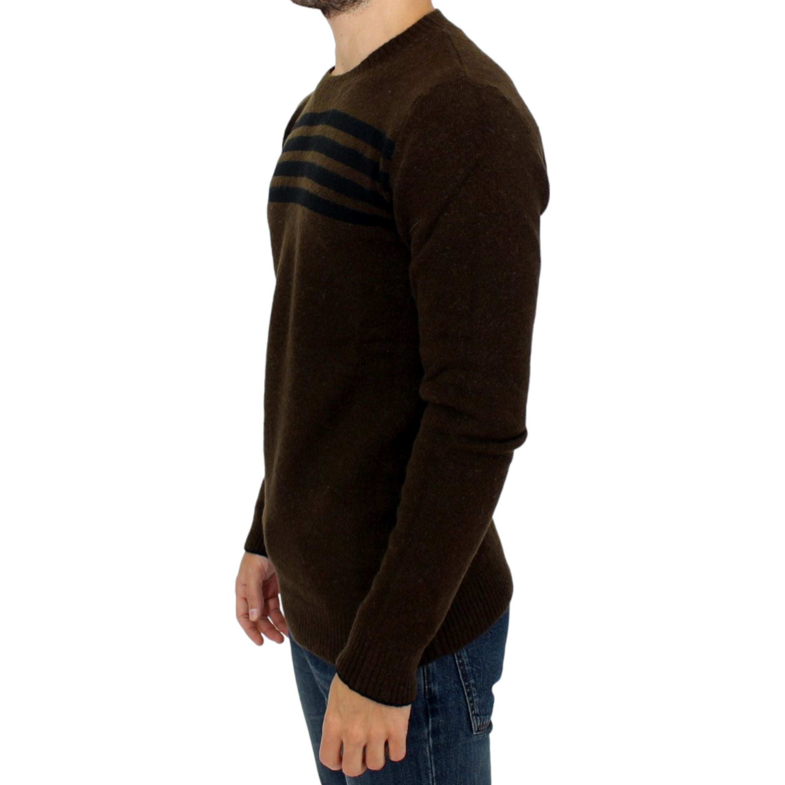Costume National Brown Wool Striped Sweater Pullover