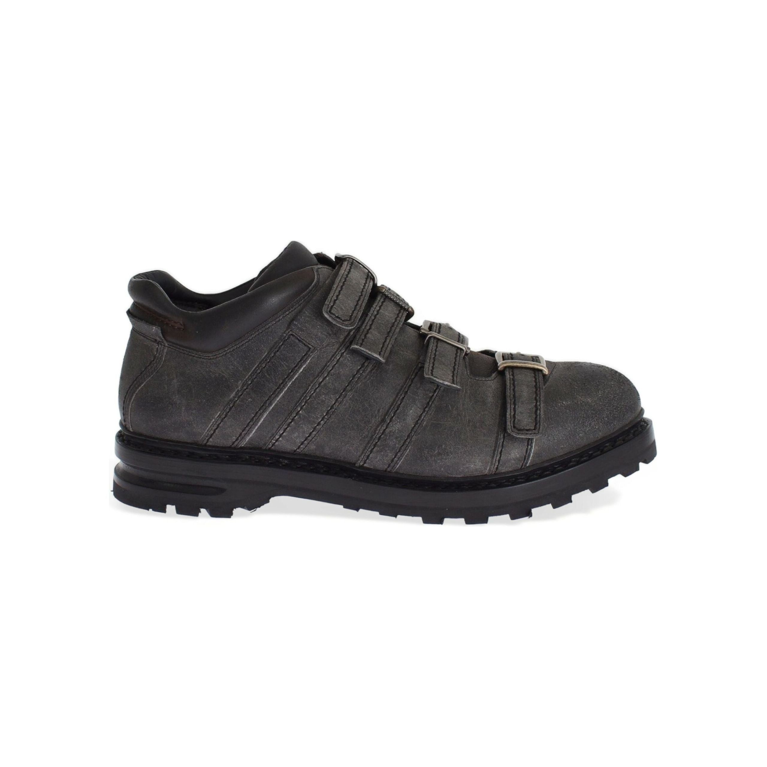 Dolce & Gabbana Gray Calfskin Leather Ankle Boots