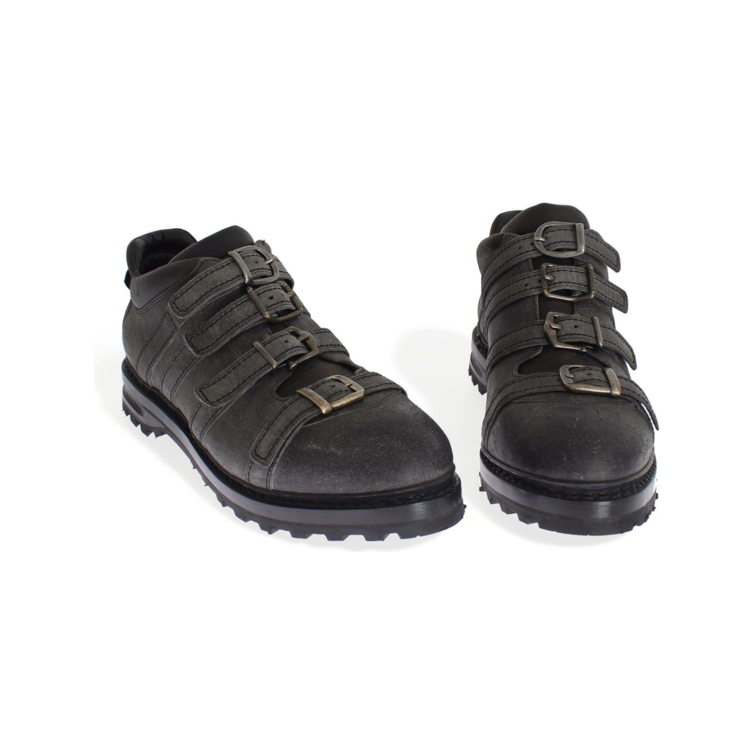 Dolce & Gabbana Gray Calfskin Leather Ankle Boots