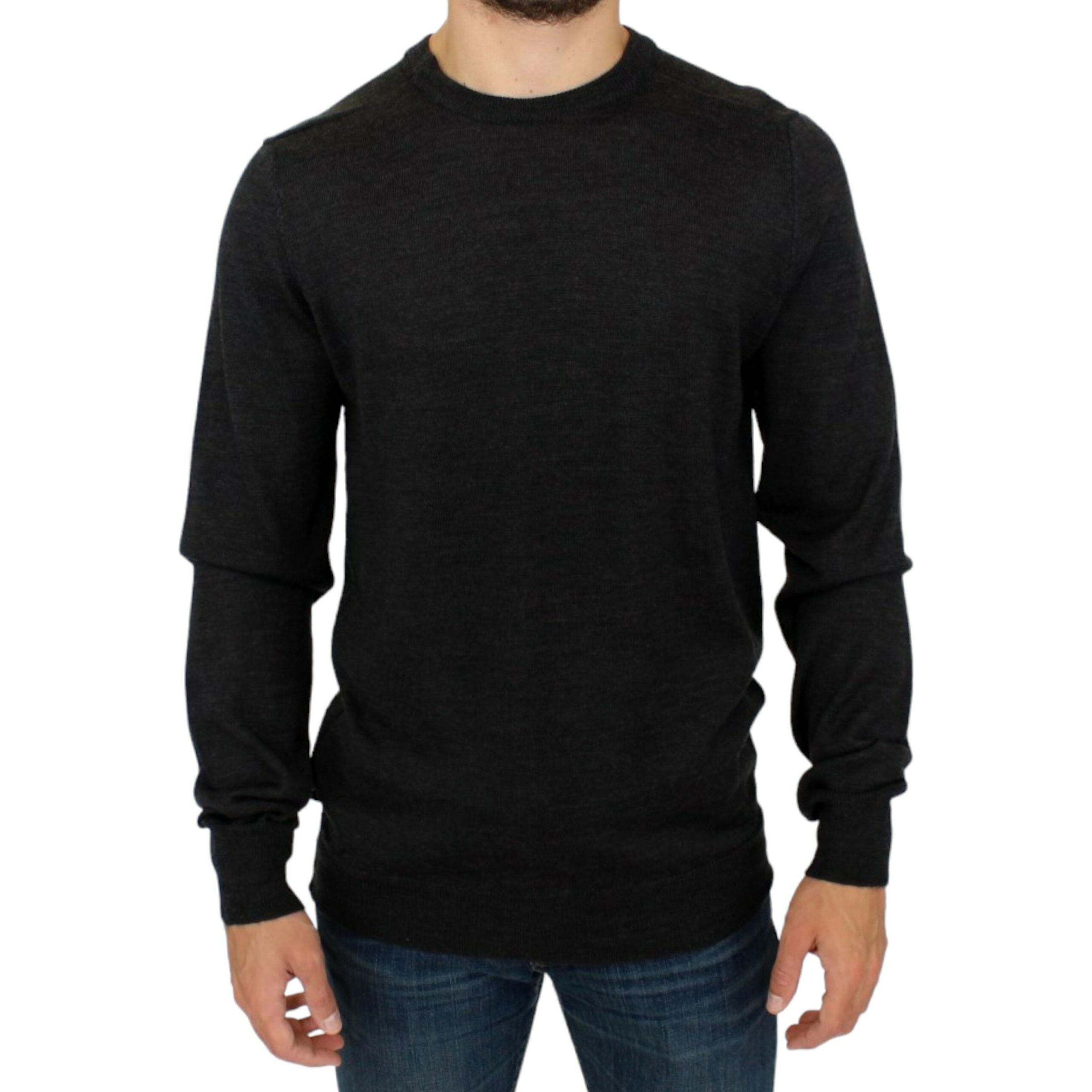 Costume National Elegant Gray Cashmere Crewneck Sweater Pullover