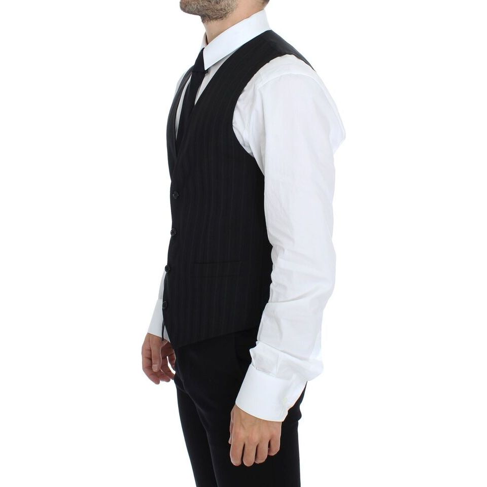 Dolce & Gabbana Grey Wool Dress Vest for Refined Style