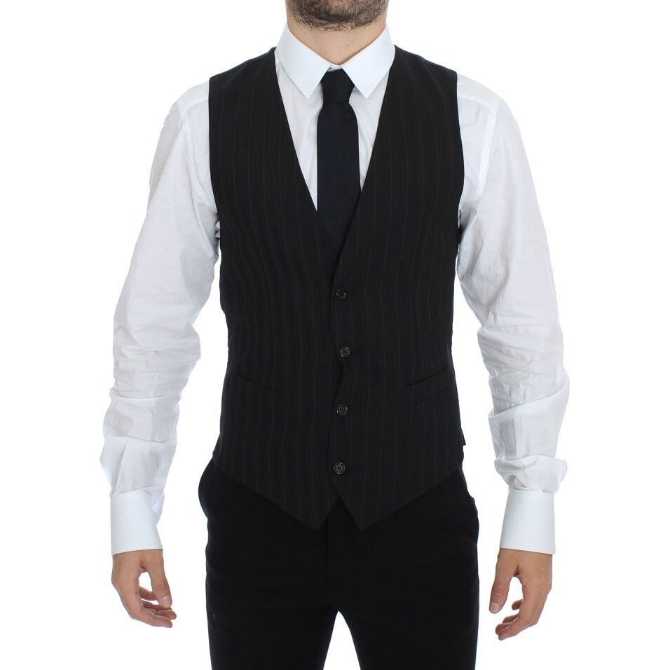 Dolce & Gabbana Grey Wool Dress Vest for Refined Style