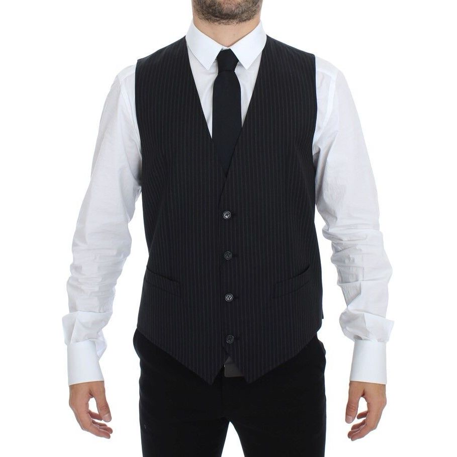Dolce & Gabbana Gray Wool Dress Vest for Sophistication