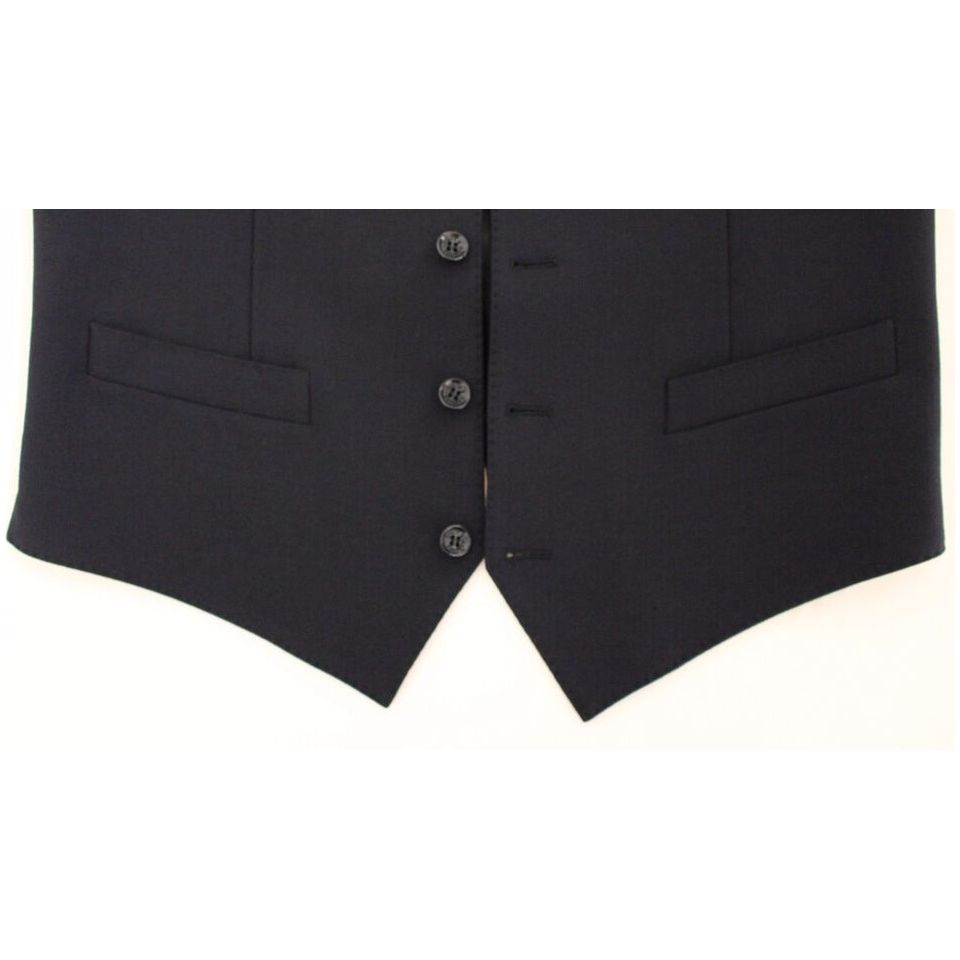 Dolce & Gabbana Blue Wool Dress Vest for Sophisticated Style