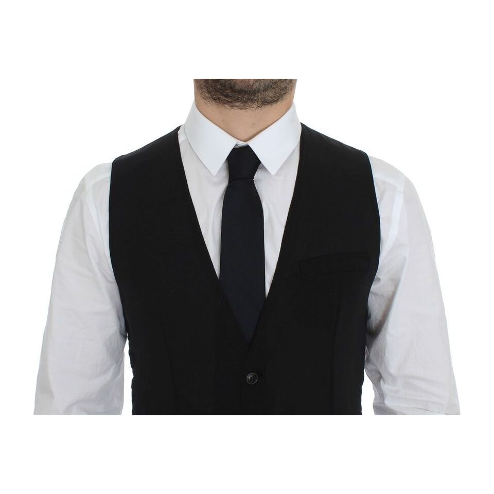 Dolce & Gabbana Black Wool Dress Vest for Timeless Style