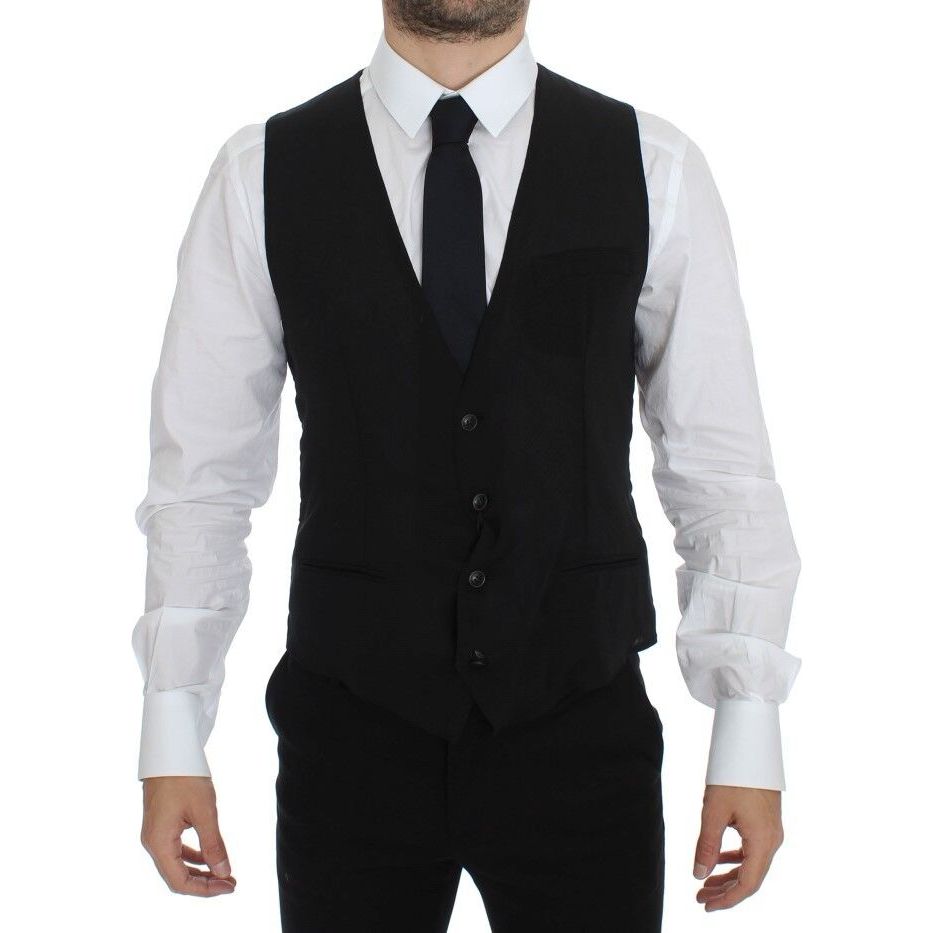 Dolce & Gabbana Black Wool Dress Vest for Timeless Style