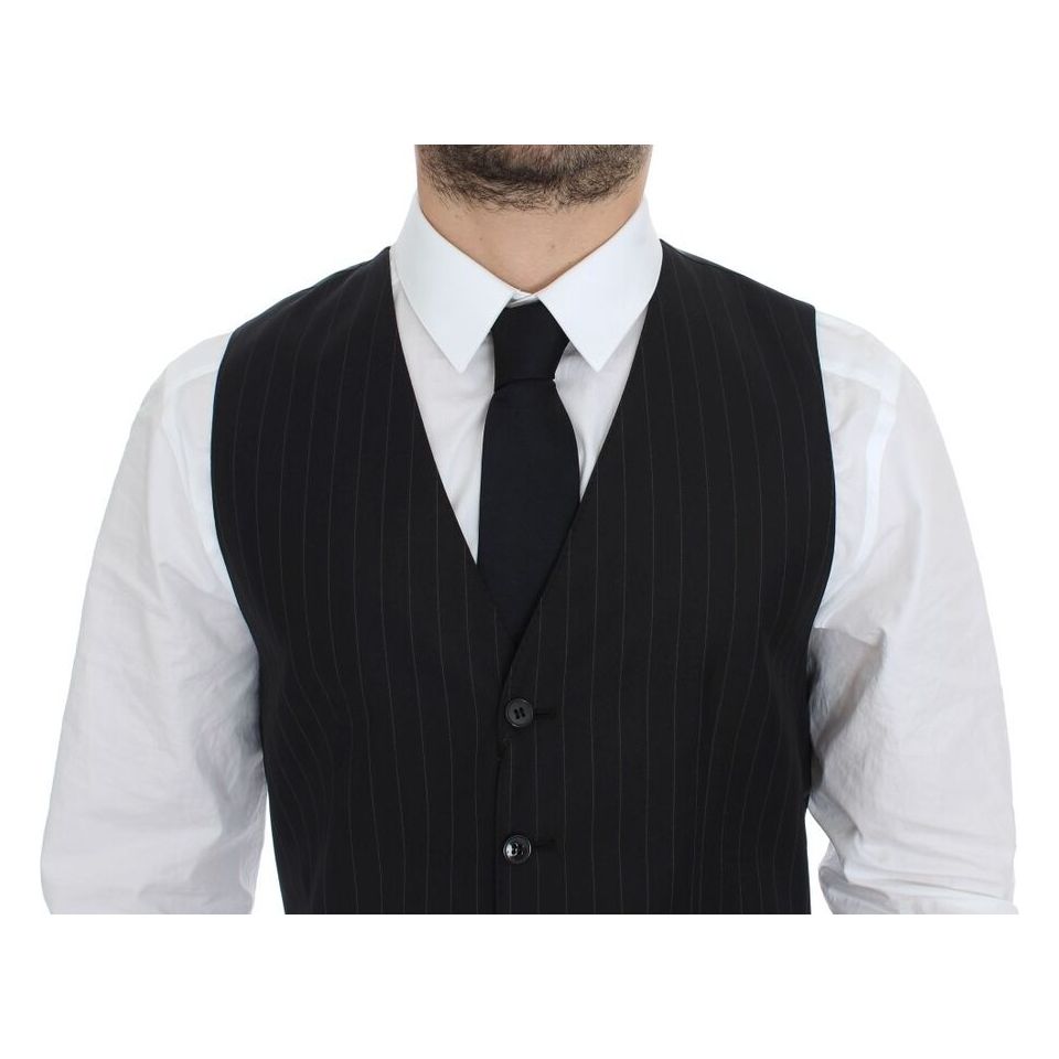 Dolce & Gabbana Black Wool Silk Dress Vest