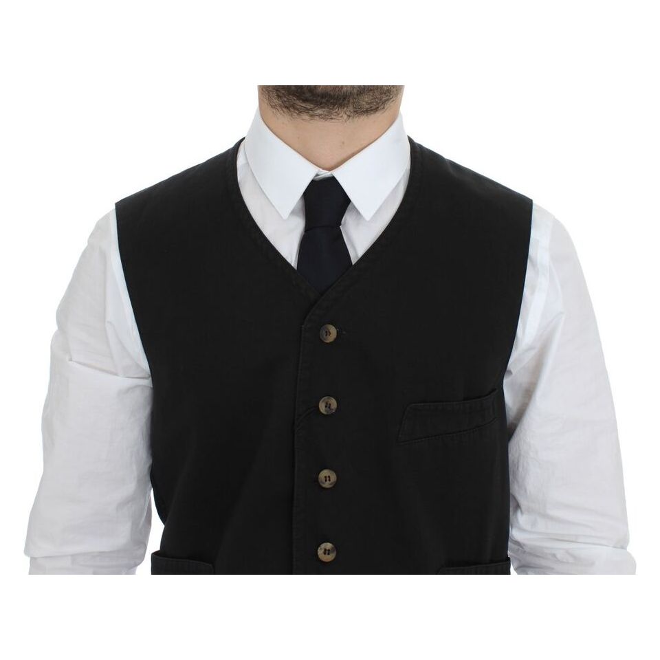 Dolce & Gabbana Black Cotton Blend Dress Vest