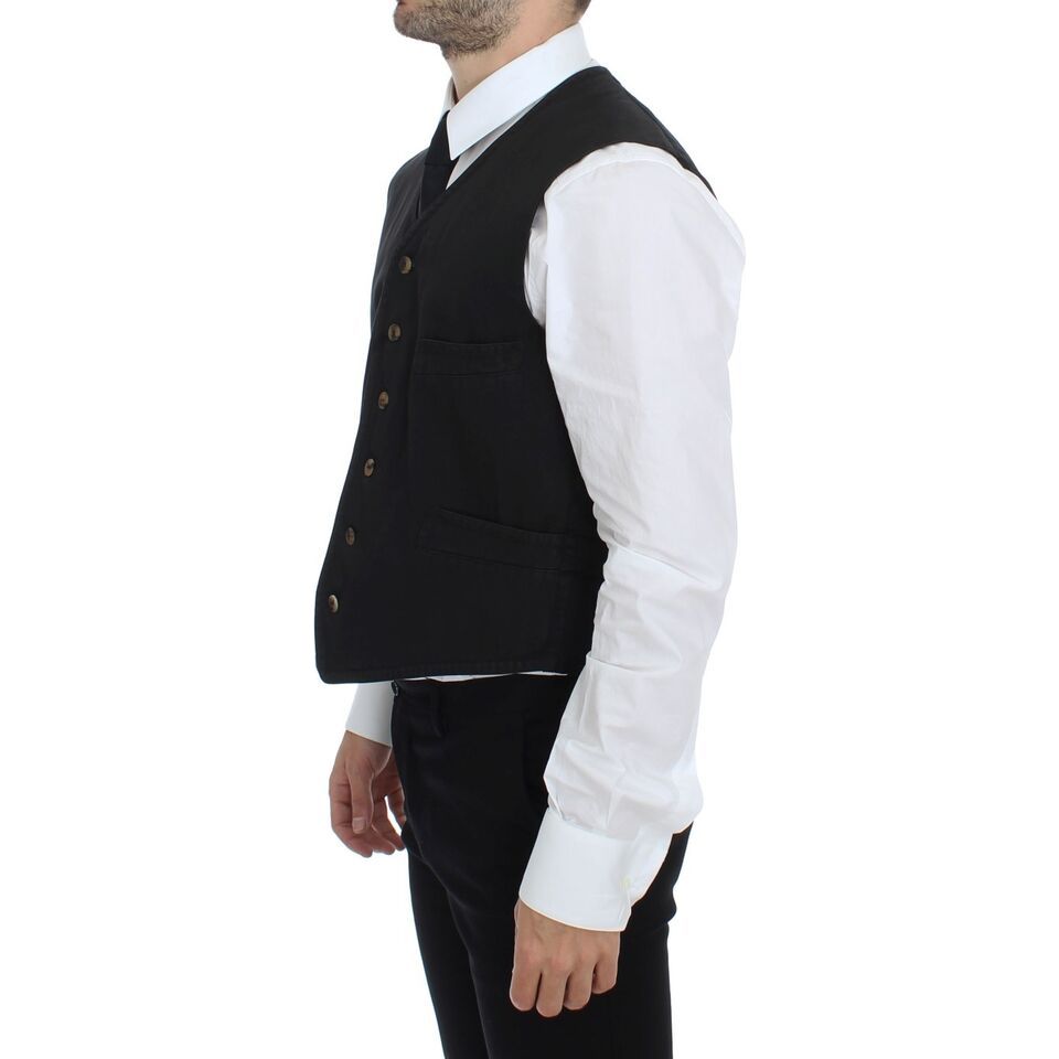 Dolce & Gabbana Black Cotton Blend Dress Vest