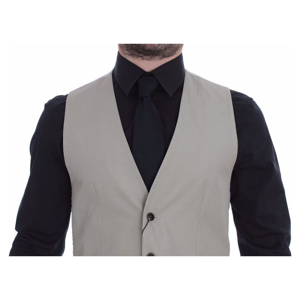 Dolce & Gabbana Beige Cotton Silk Dress Vest