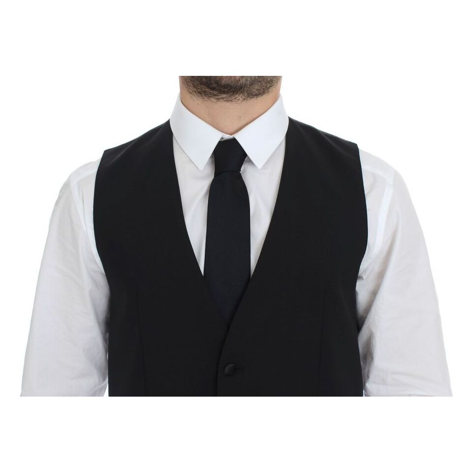 Dolce & Gabbana Black Silk-Wool Dress Vest