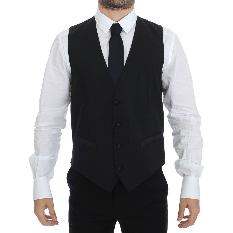 Dolce & Gabbana Black Silk-Wool Dress Vest