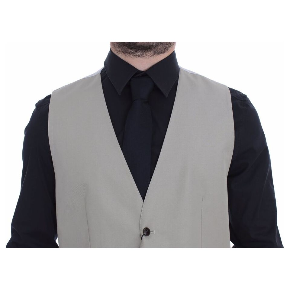 Dolce & Gabbana Beige Cotton Silk Dress Vest