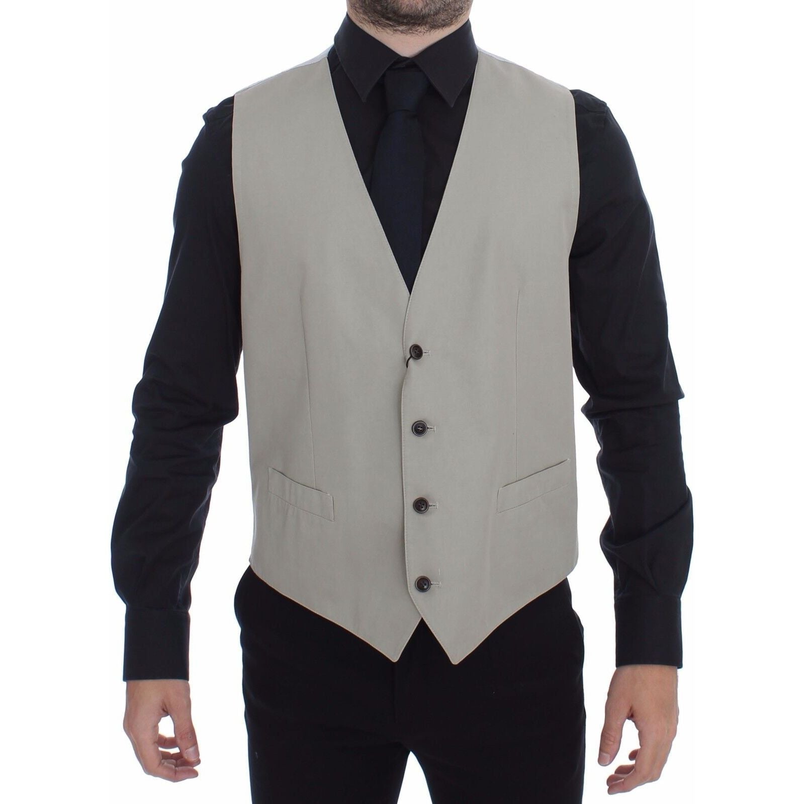 Dolce & Gabbana Beige Cotton Silk Dress Vest