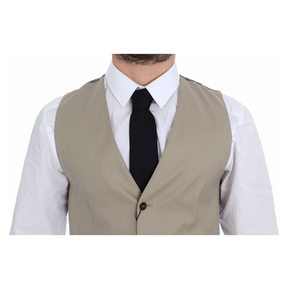 Dolce & Gabbana Beige Cotton Dress Vest for Luxe Style