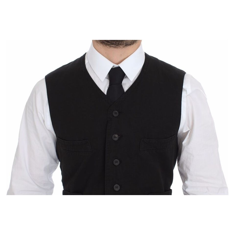 Dolce & Gabbana Black Cotton Blend Dress Vest