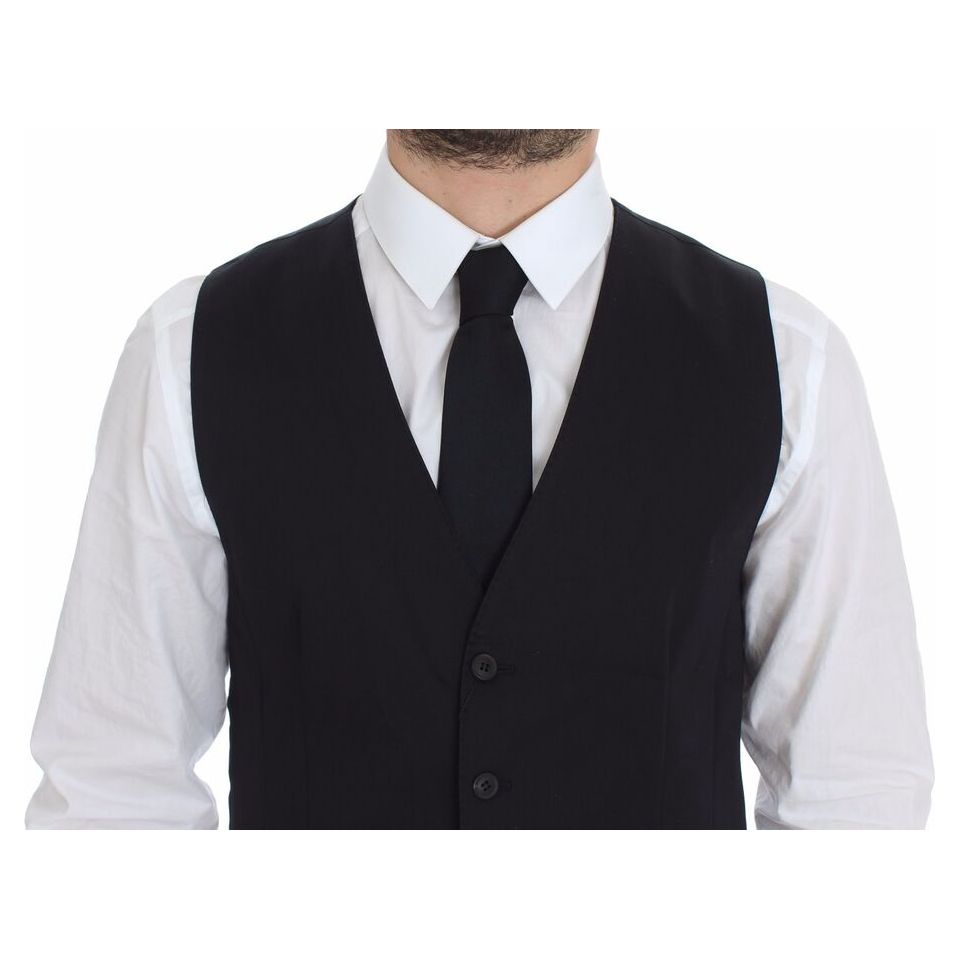 Dolce & Gabbana Blue Cotton Stretch Dress Vest