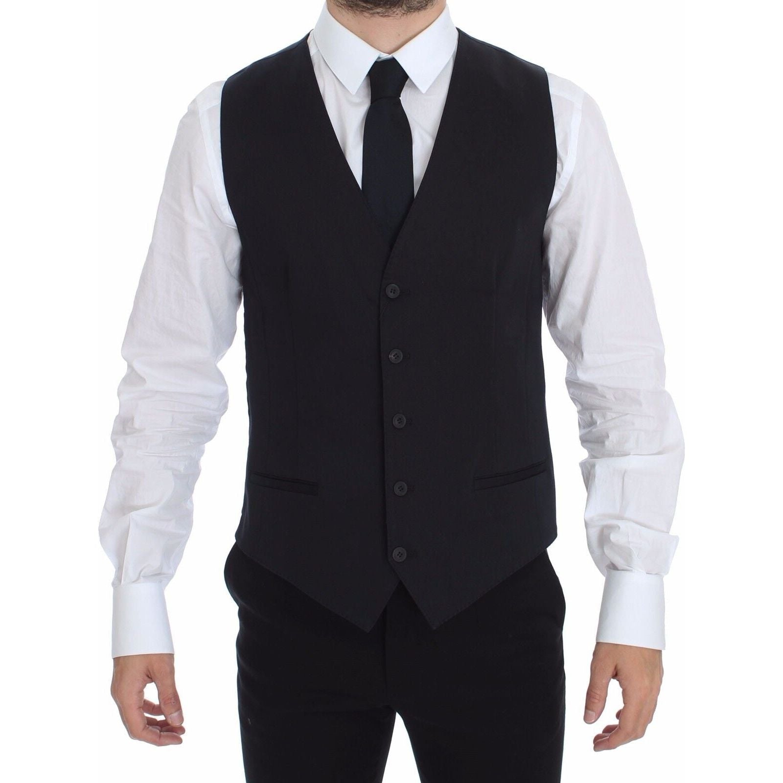 Dolce & Gabbana Blue Cotton Stretch Dress Vest