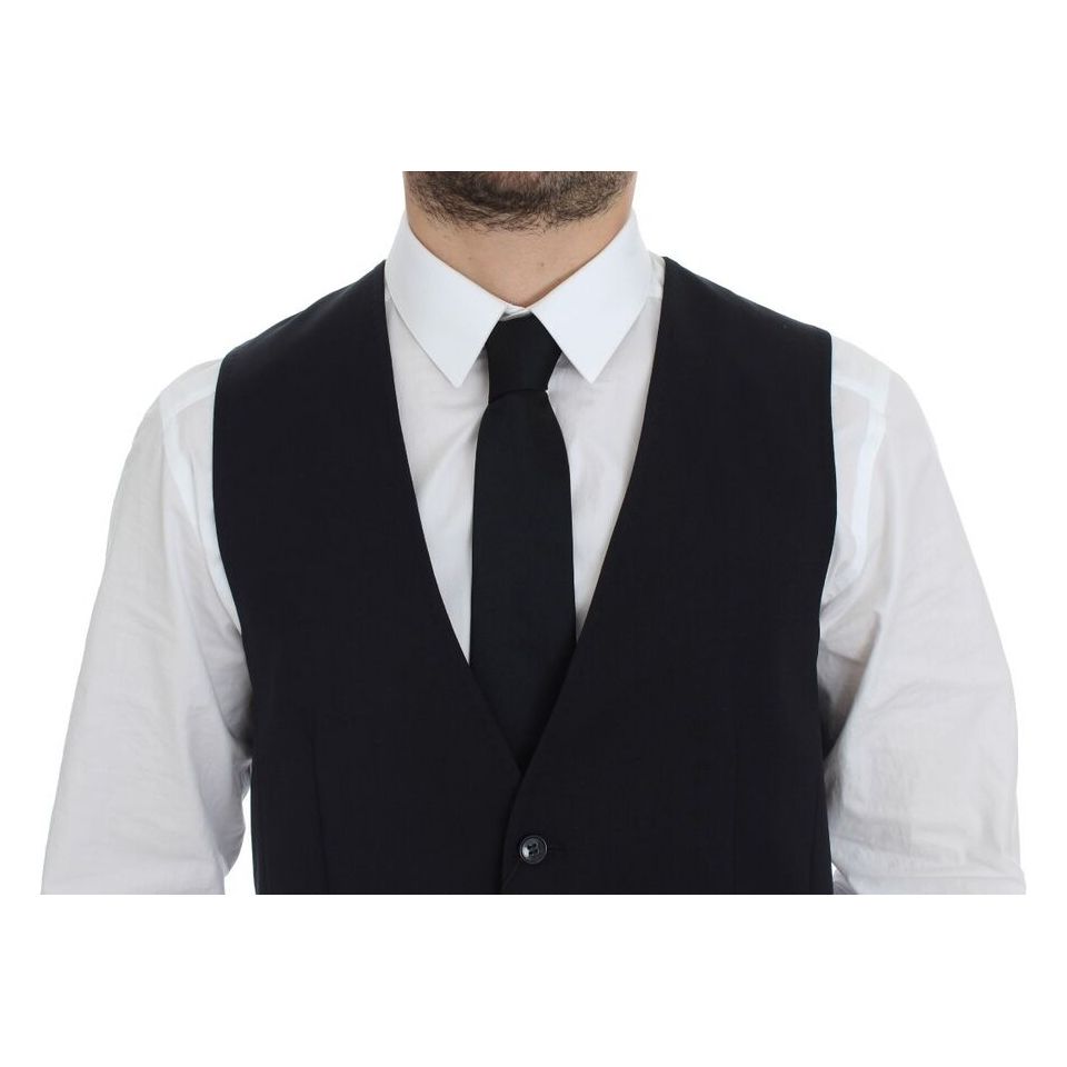 Dolce & Gabbana Elegant Gray Striped Wool-Silk Dress Vest